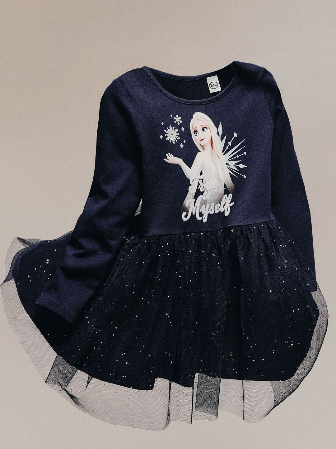 

H&M Girls Pure Cotton Tulle-Skirt Jersey Dress, Navy blue