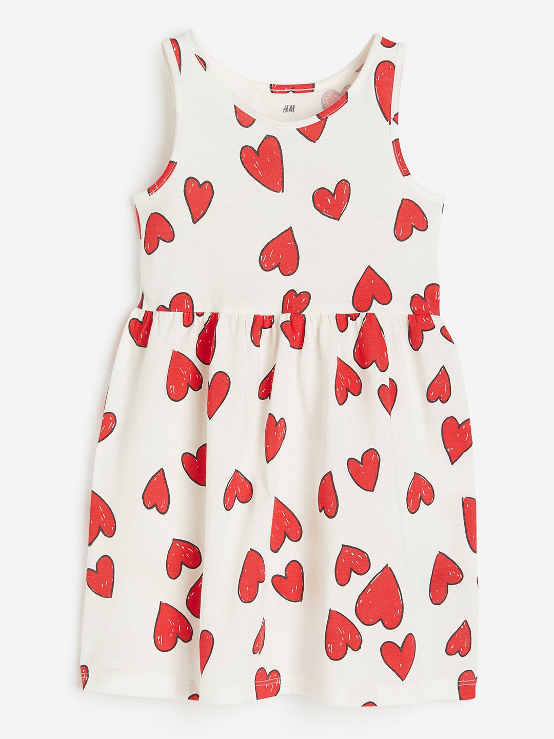 

H&M Girls Patterned Cotton Dress, White