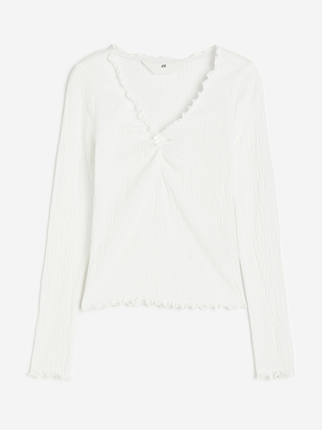 

H&M Girls Crinkled Jersey Top, White