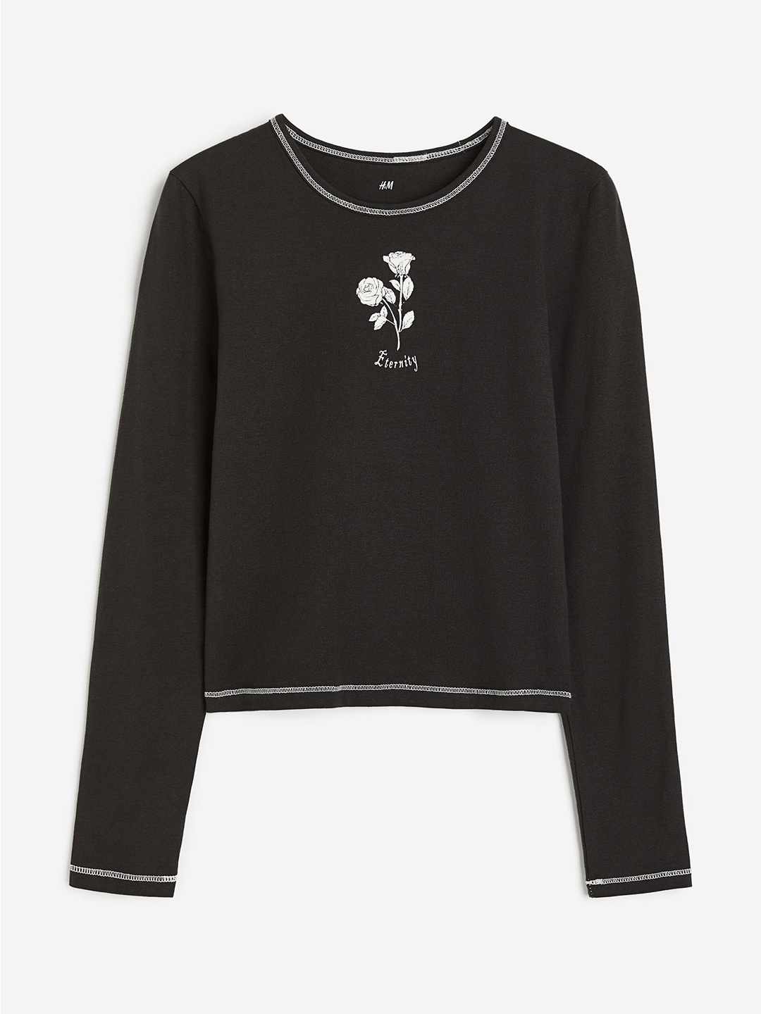 

H&M Girls Printed Top, Black