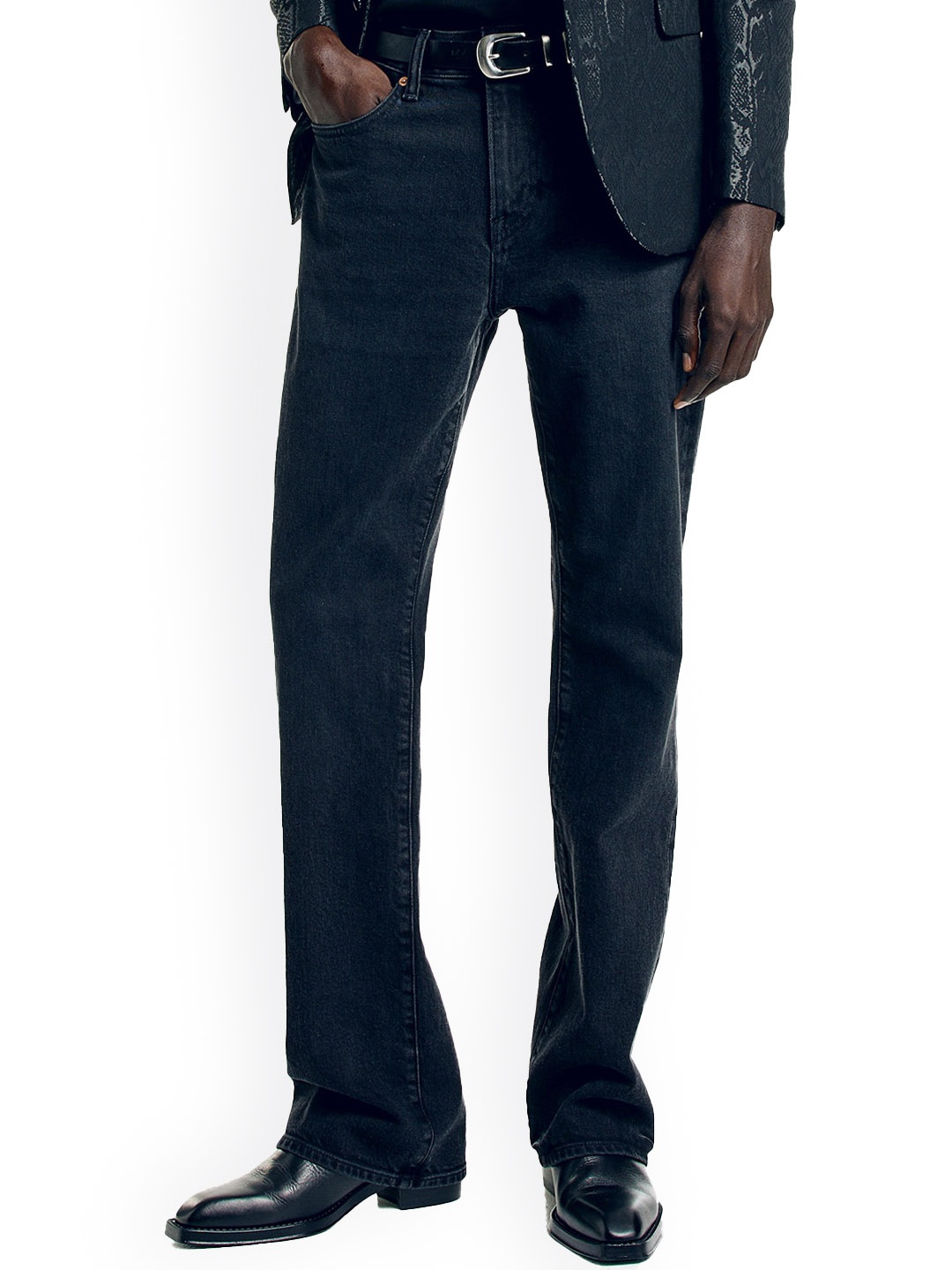

H&M Men Flared Slim Jeans, Black