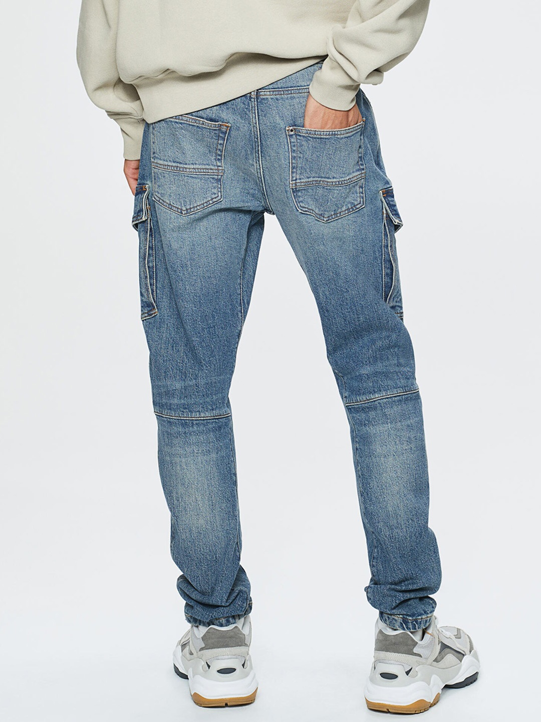 

H&M Men Slim Cargo Jeans, Blue