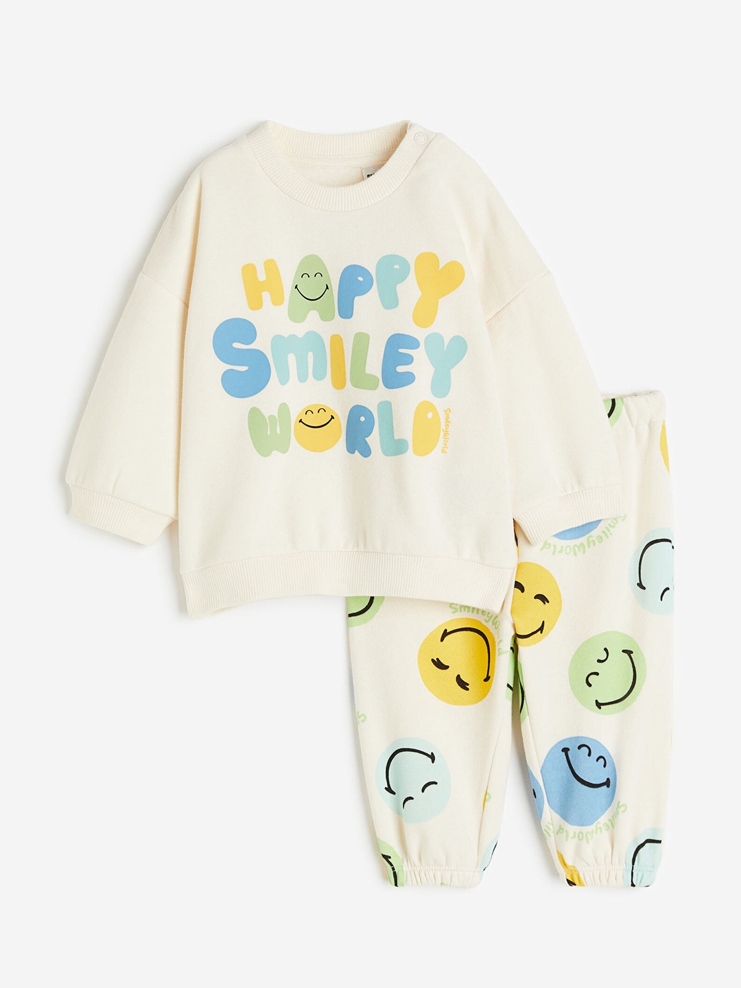 

H&M Boys 2-Piece Pure Cotton Sweatshirt Set, White