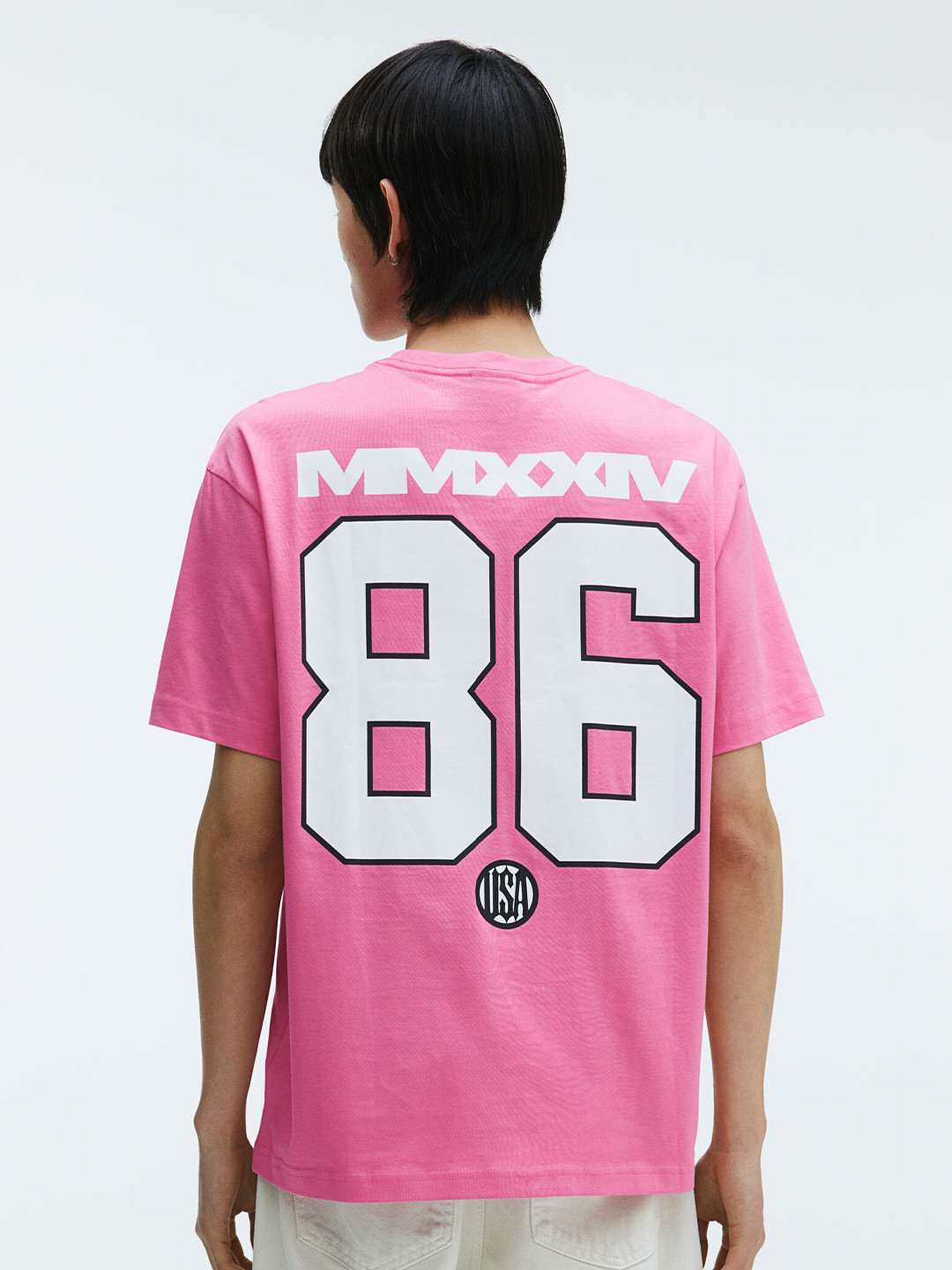 

H&M Pure Cotton Loose Fit T-Shirt, Pink