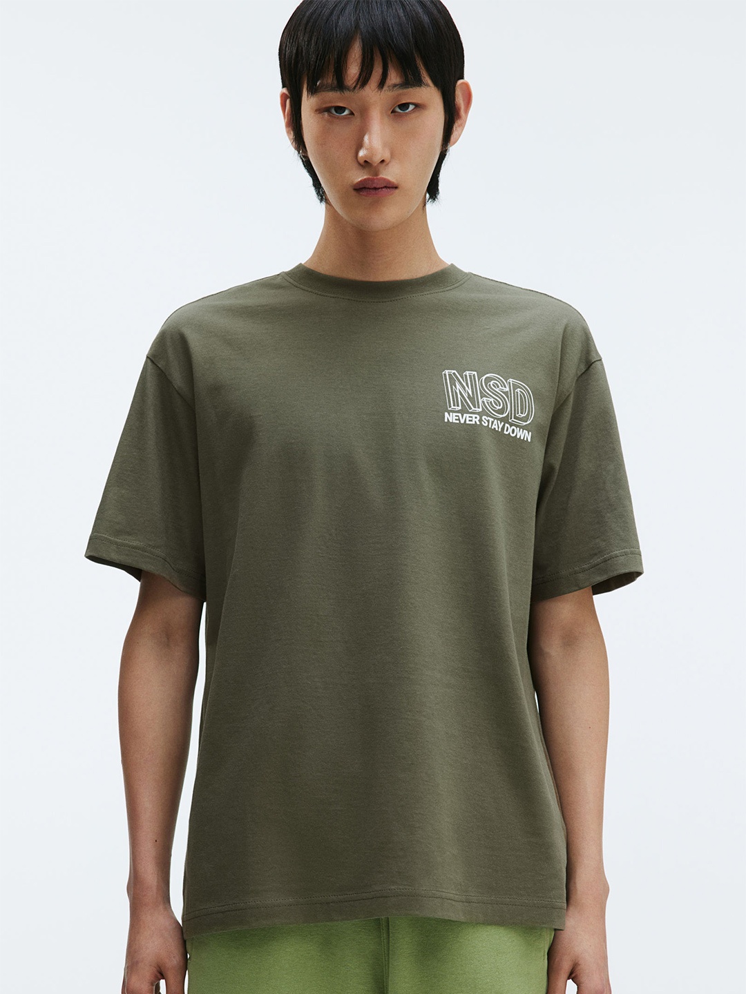 

H&M Pure Cotton Loose Fit T-Shirt, Green