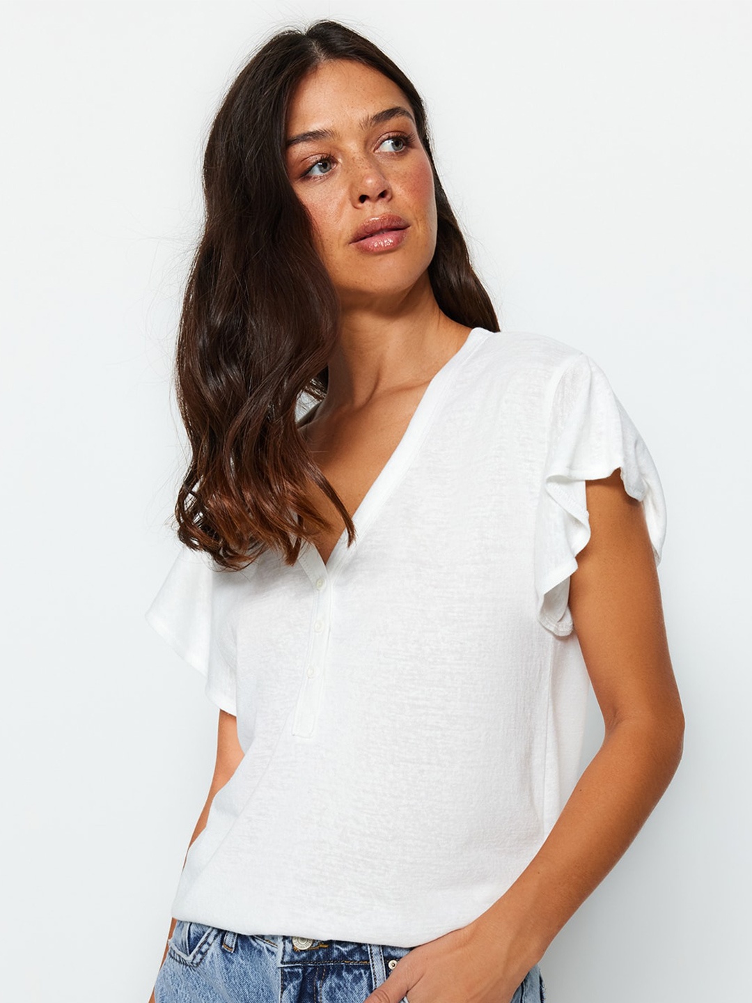 

Trendyol V-Neck Top, White