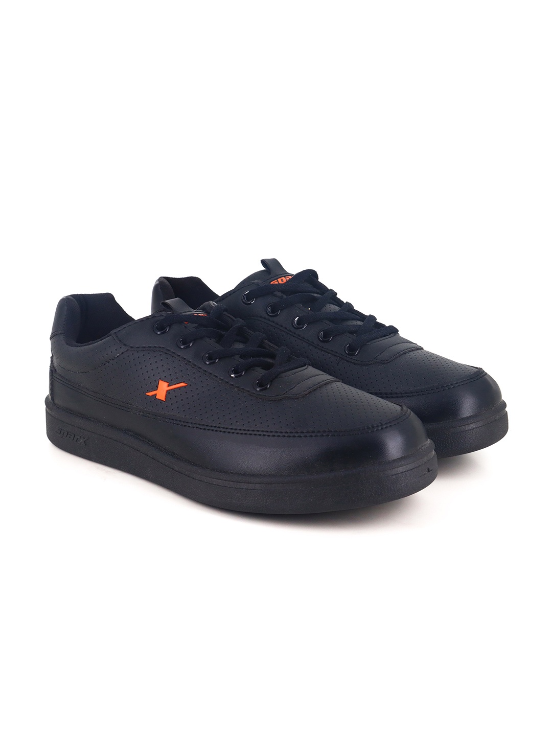 

Sparx Boys Perforations Contrast Sole Lace-Up Sneakers, Black