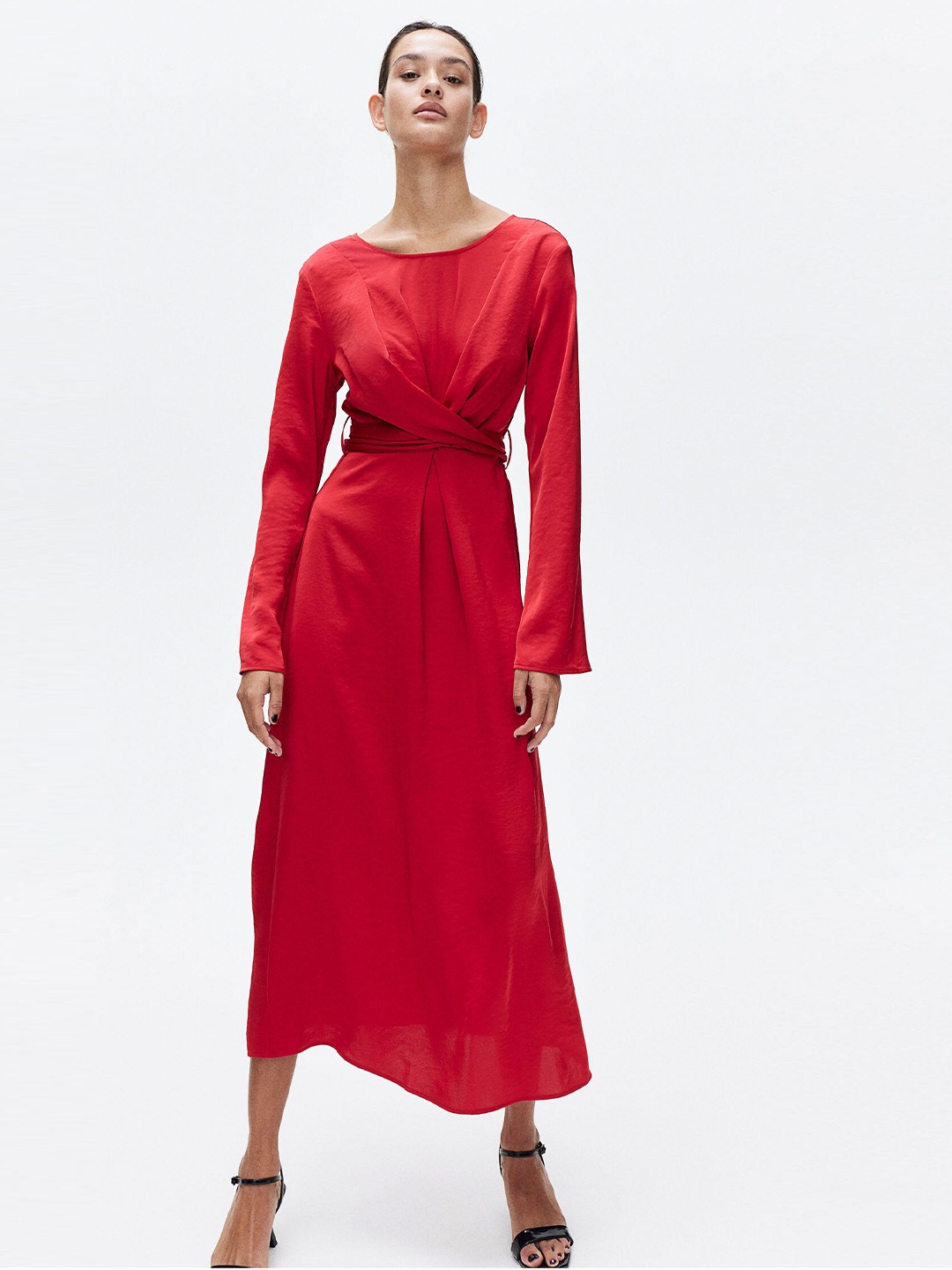 

H&M MAMA Satin Nursing Dress, Red