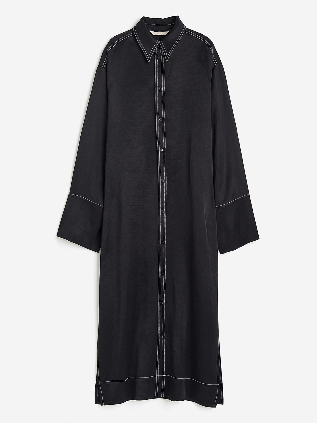 

H&M Satin Shirt Dresses, Black