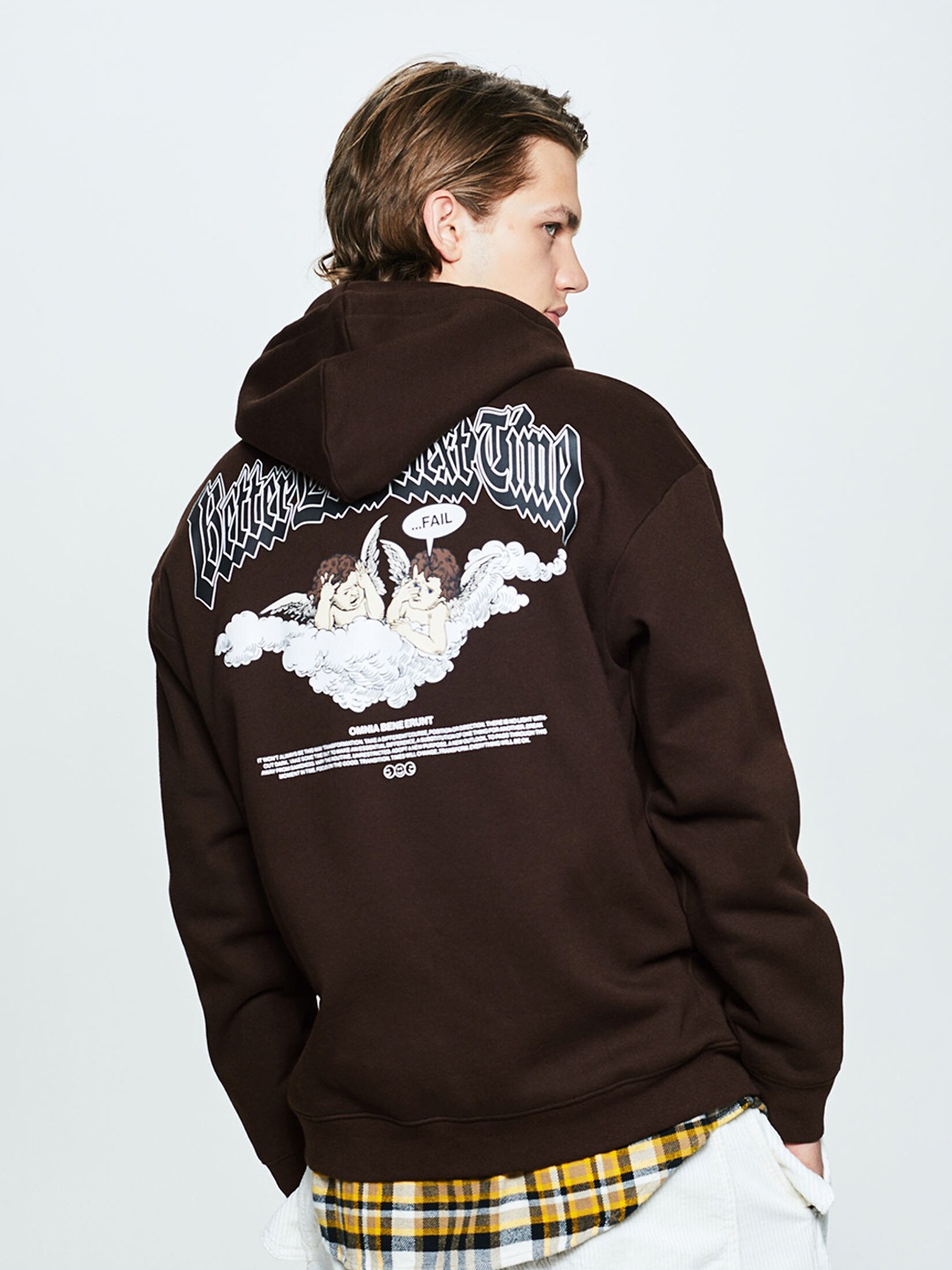 

H&M Men Relaxed Fit Printed Hoodie, Brown