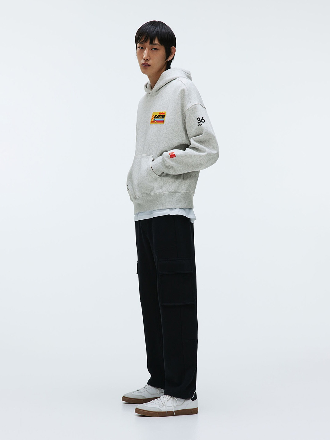 

H&M Oversized Fit Printed Hoodie, Grey