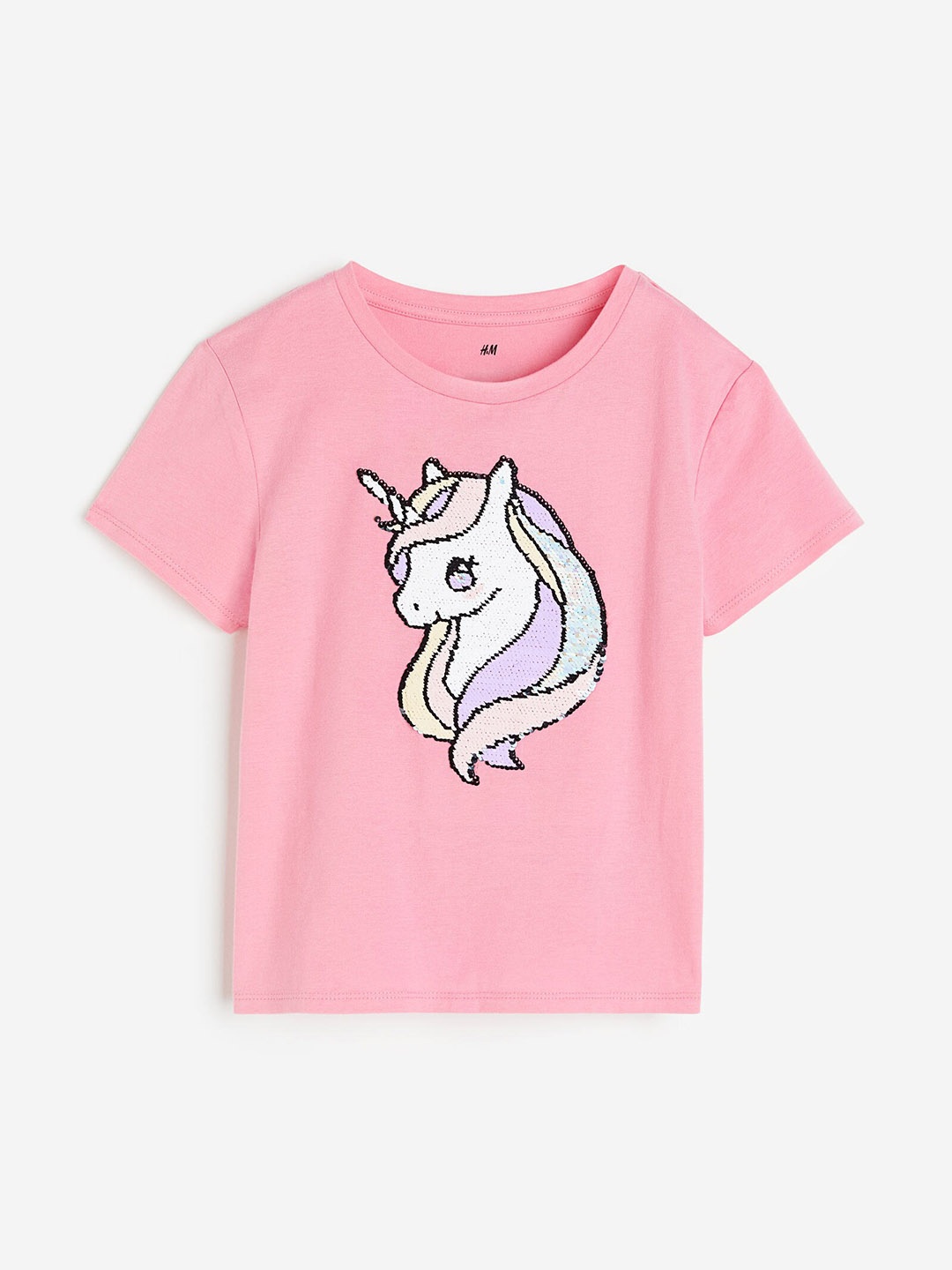 

H&M Girls Motif-Detail Pure Cotton T-shirt, Pink