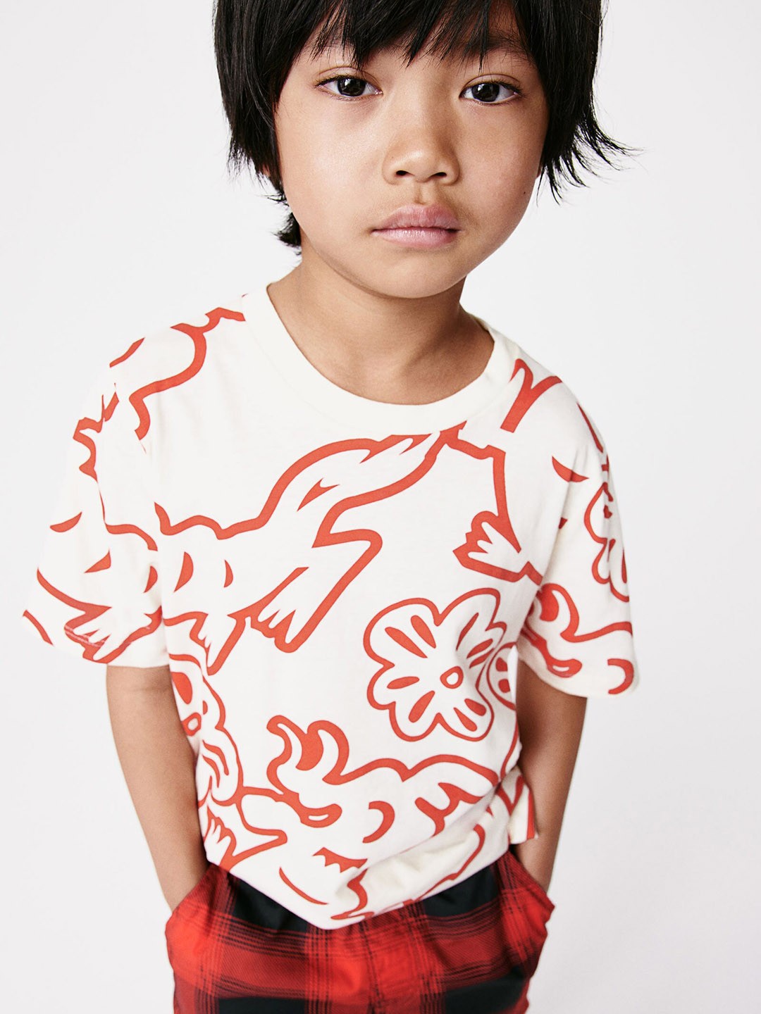 

H&M Boys Pure Cotton Printed T-Shirt, White