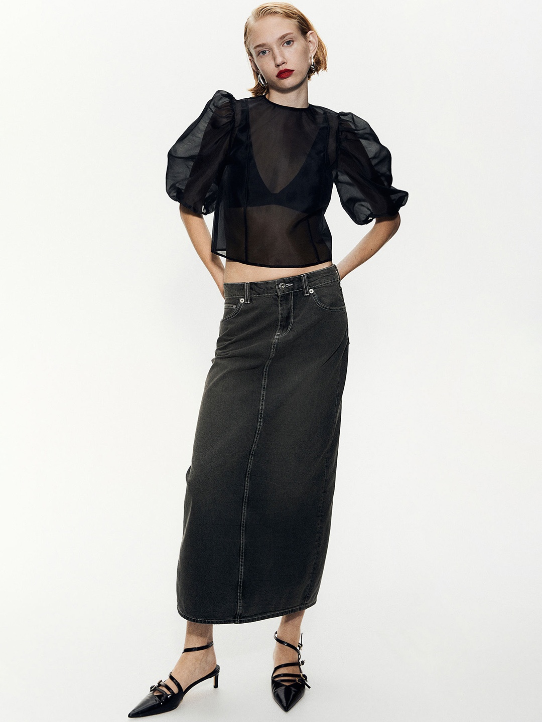 

H&M Denim Skirt, Grey