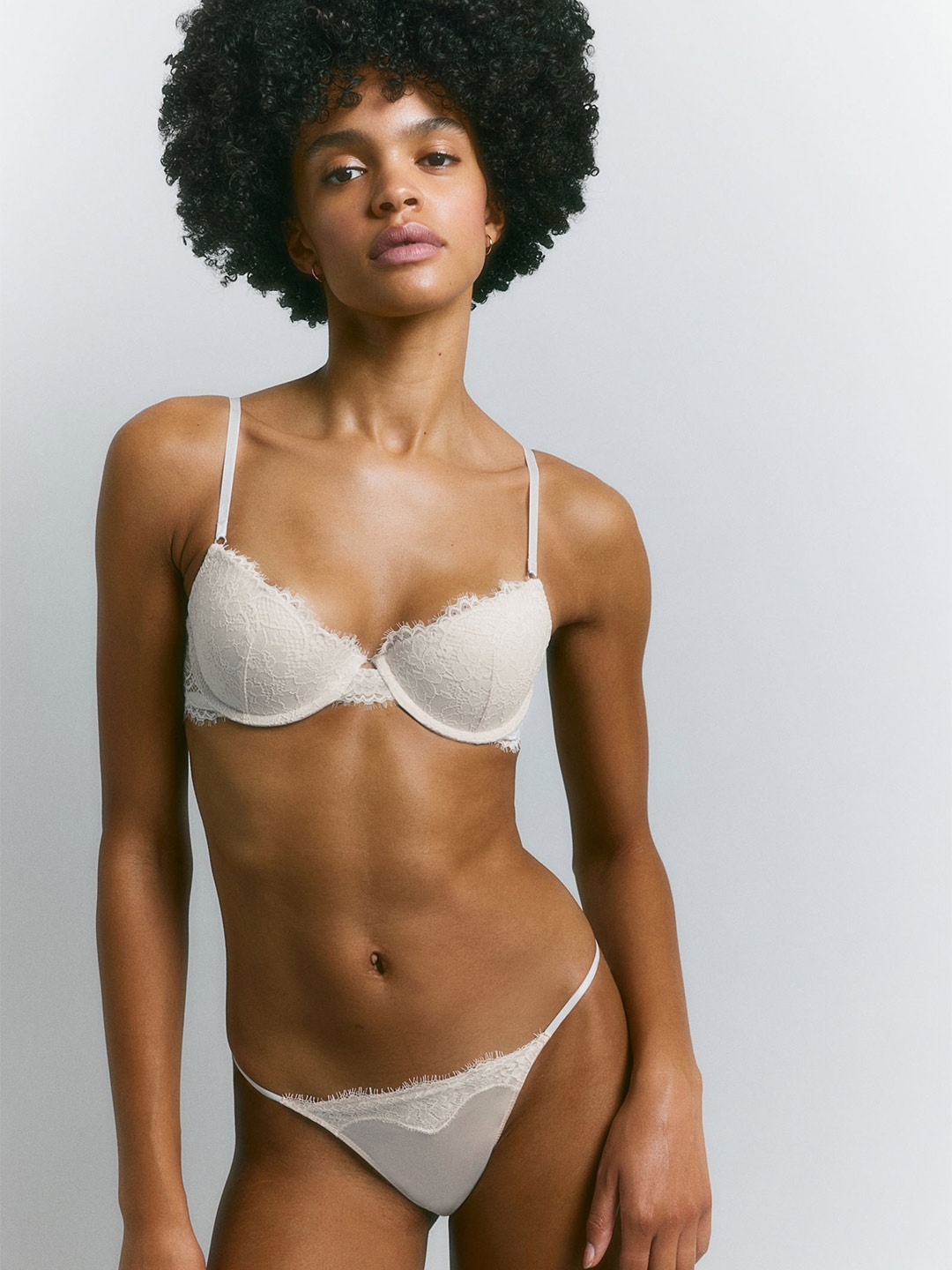 

H&M Lace Push-Up Bra, Beige