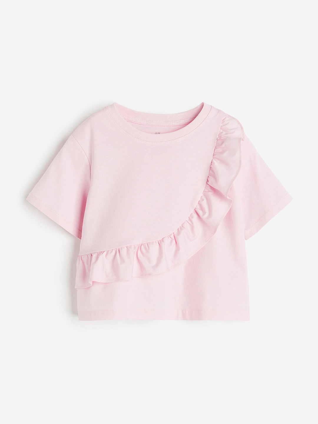 

H&M Girls Pure Cotton Frill-Trimmed Top, Pink