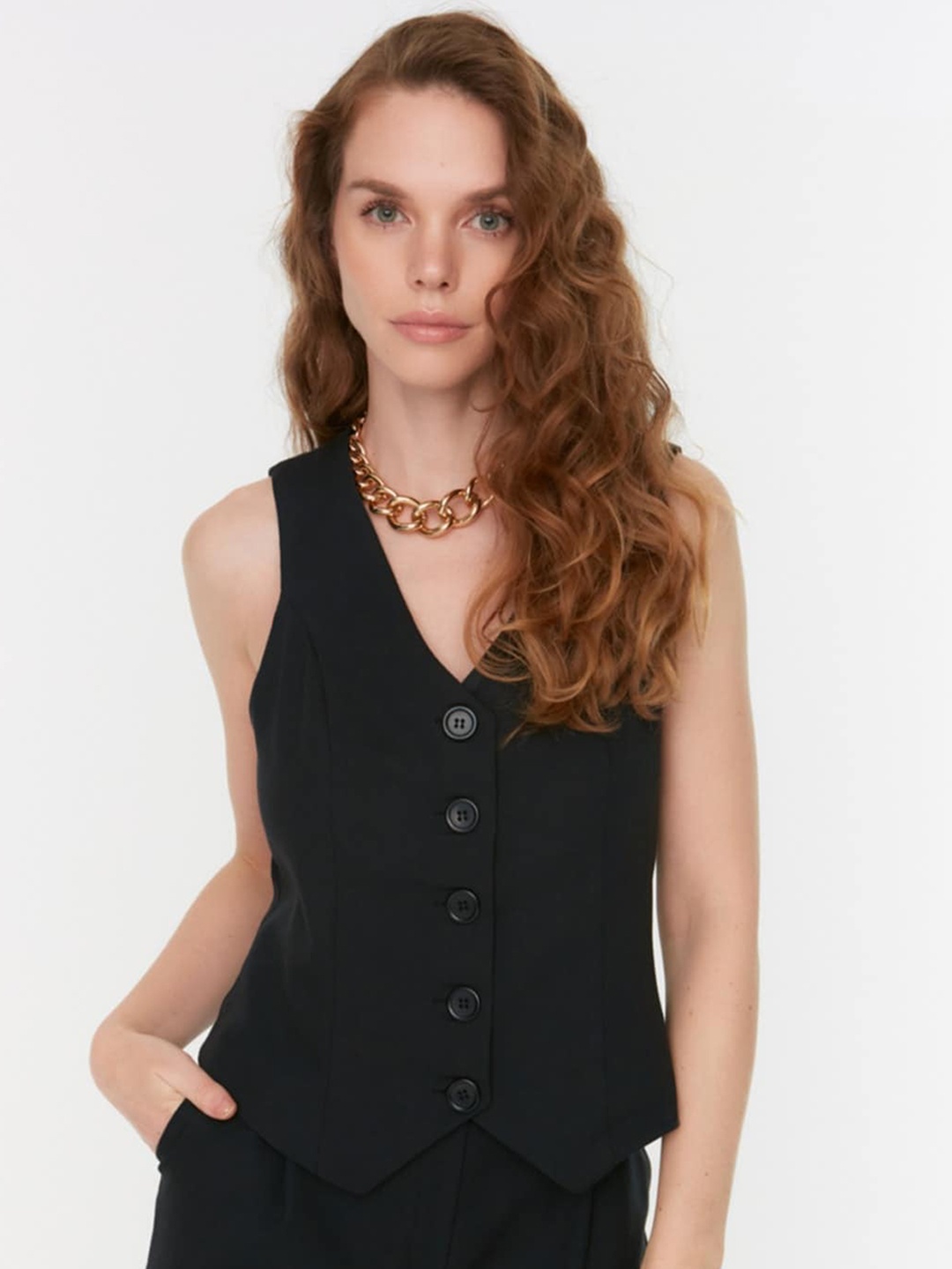 

Trendyol V-Neck Casual Waistcoat, Black