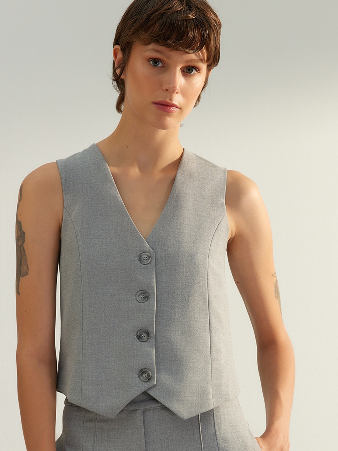 

Trendyol V-Neck Waistcoat, Grey