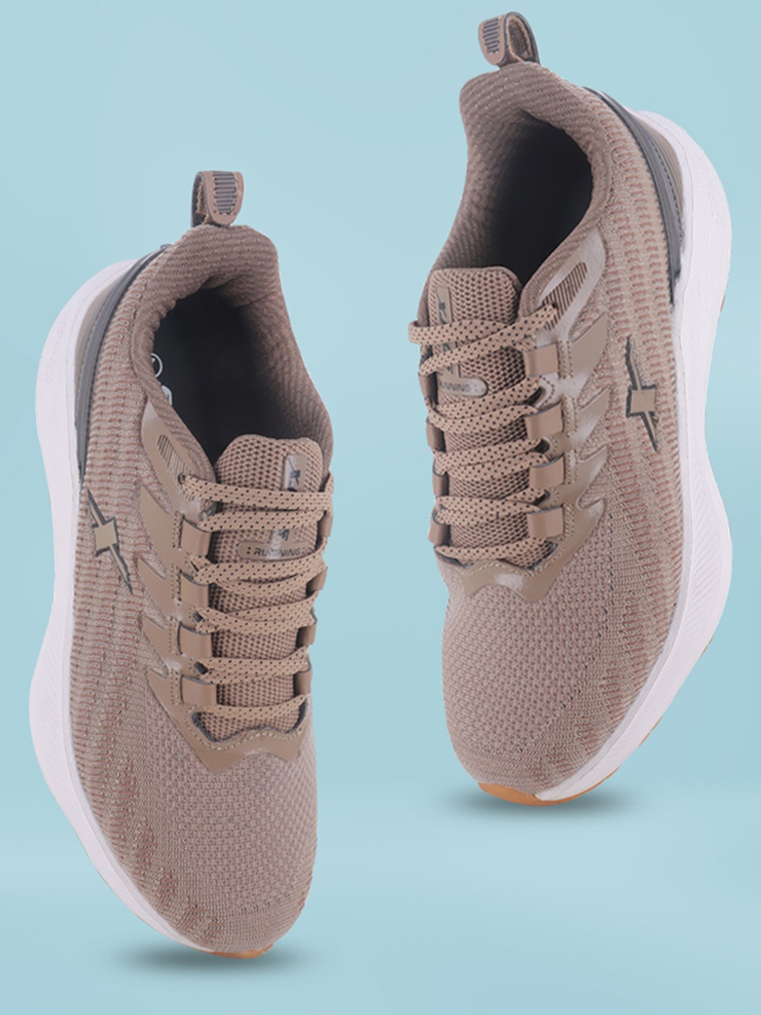 

Sparx Men Textured Lace Up Running Shoes, Camel brown