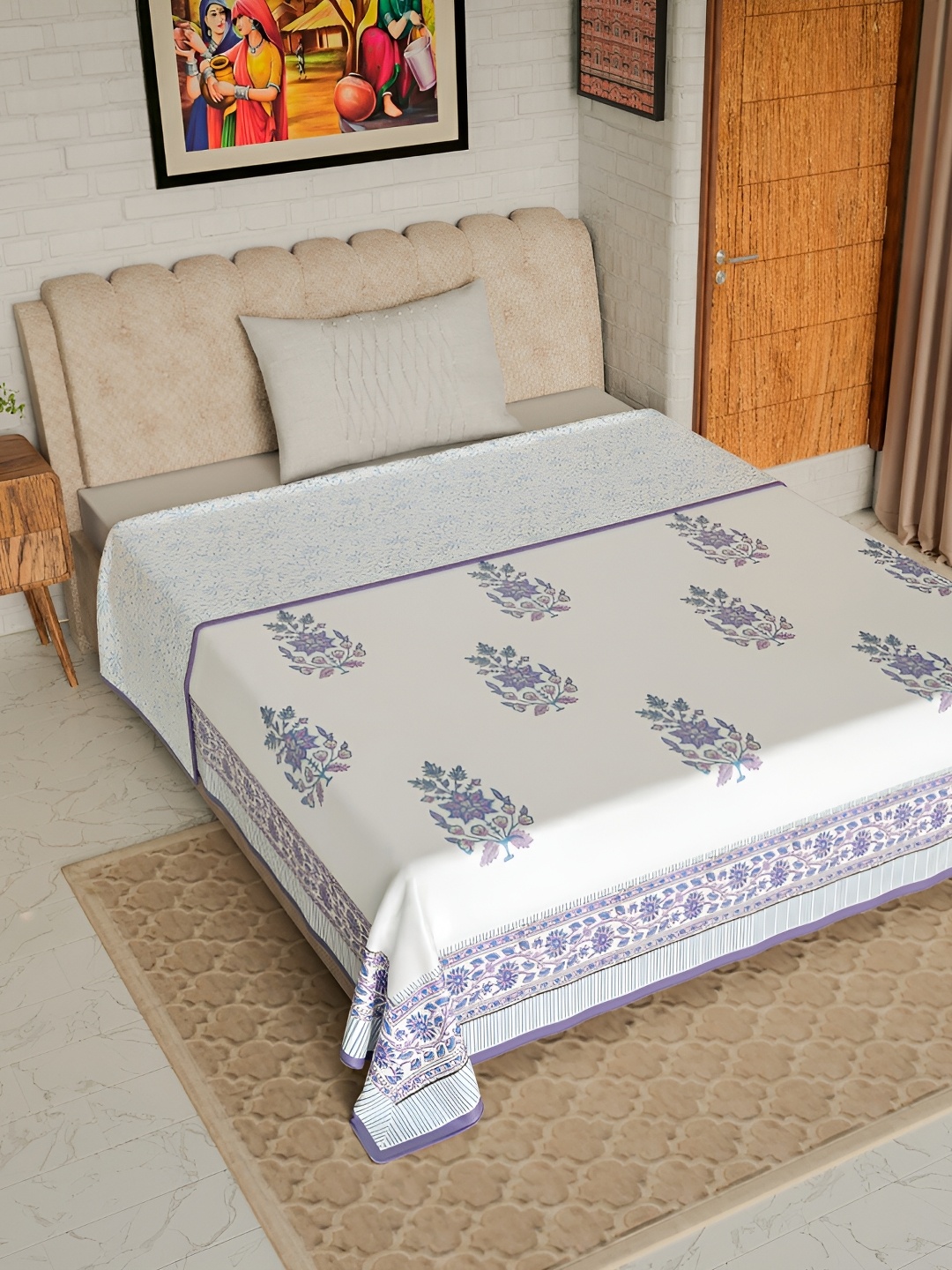 

Jaipur Dohar Blue & White Floral Cotton AC Room 150 GSM Single Bed Dohar