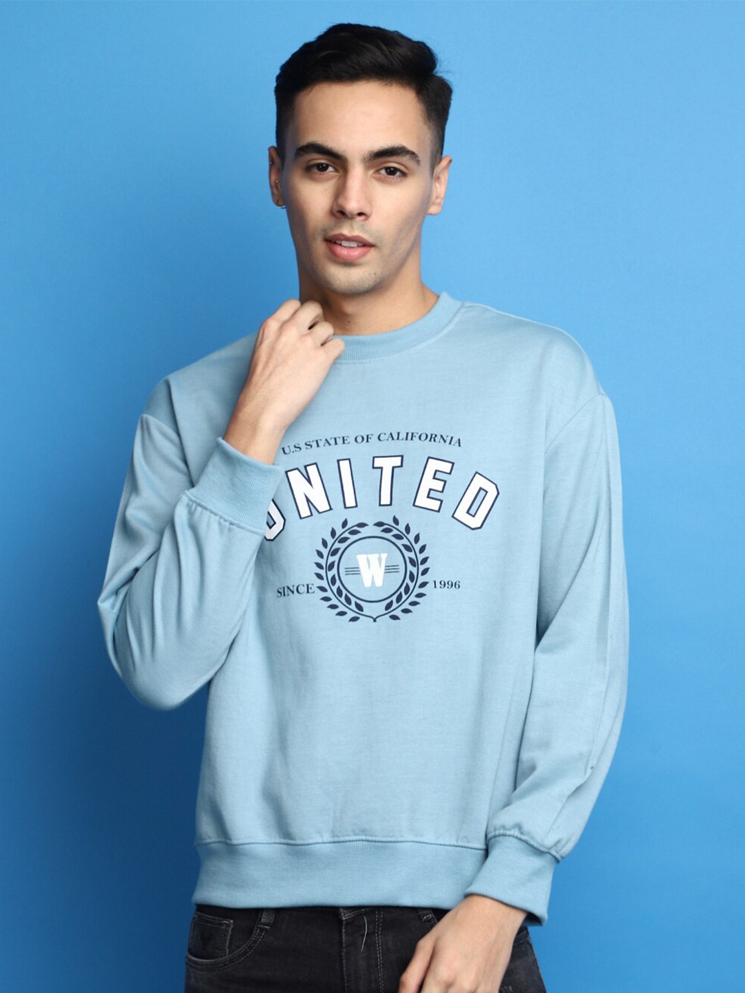 

V-Mart Typography Printed Cotton Pullover, Blue
