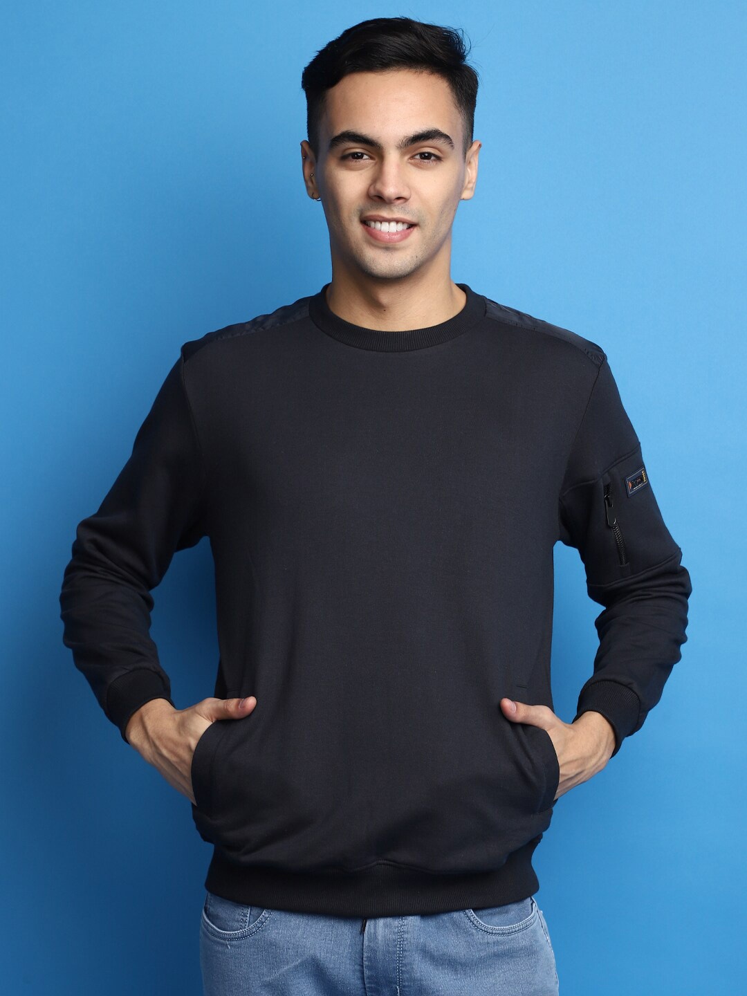 

V-Mart Round Neck Long Sleeves Cotton Sweatshirt, Grey