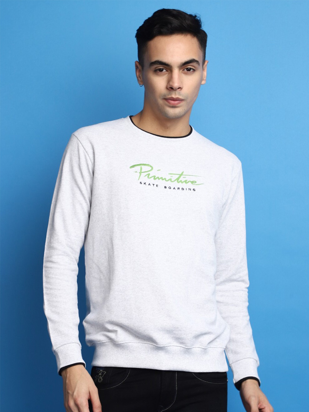 

V-Mart Typography Printed Long Sleeves Cotton Sweatshirt, Grey