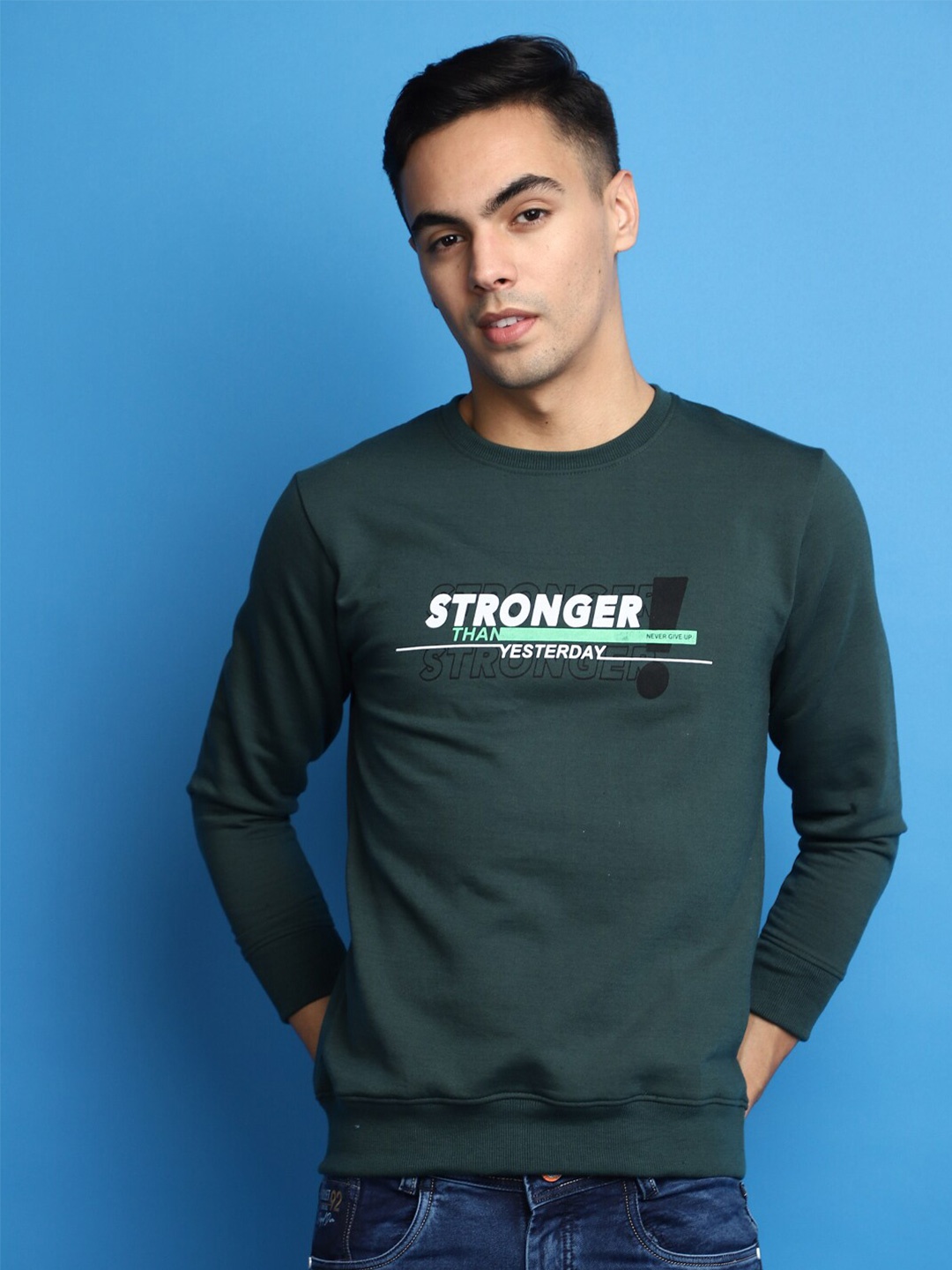 

V-Mart Typography Printed Cotton Pullover, Green