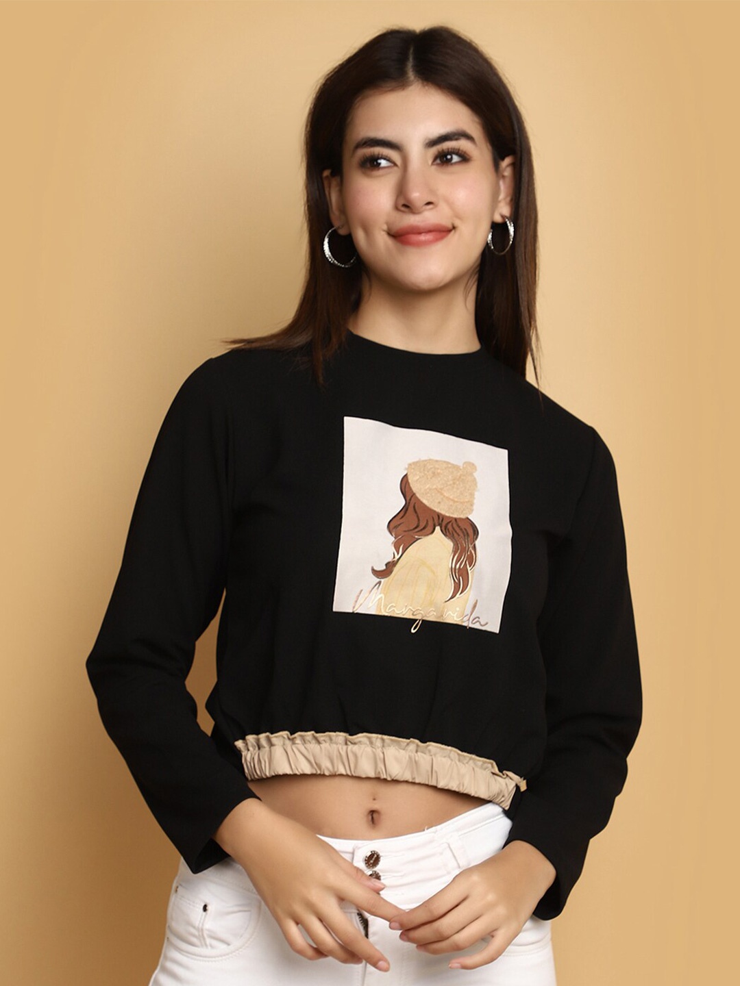 

V-Mart Graphic Printed Cotton Sweatshirt, Black