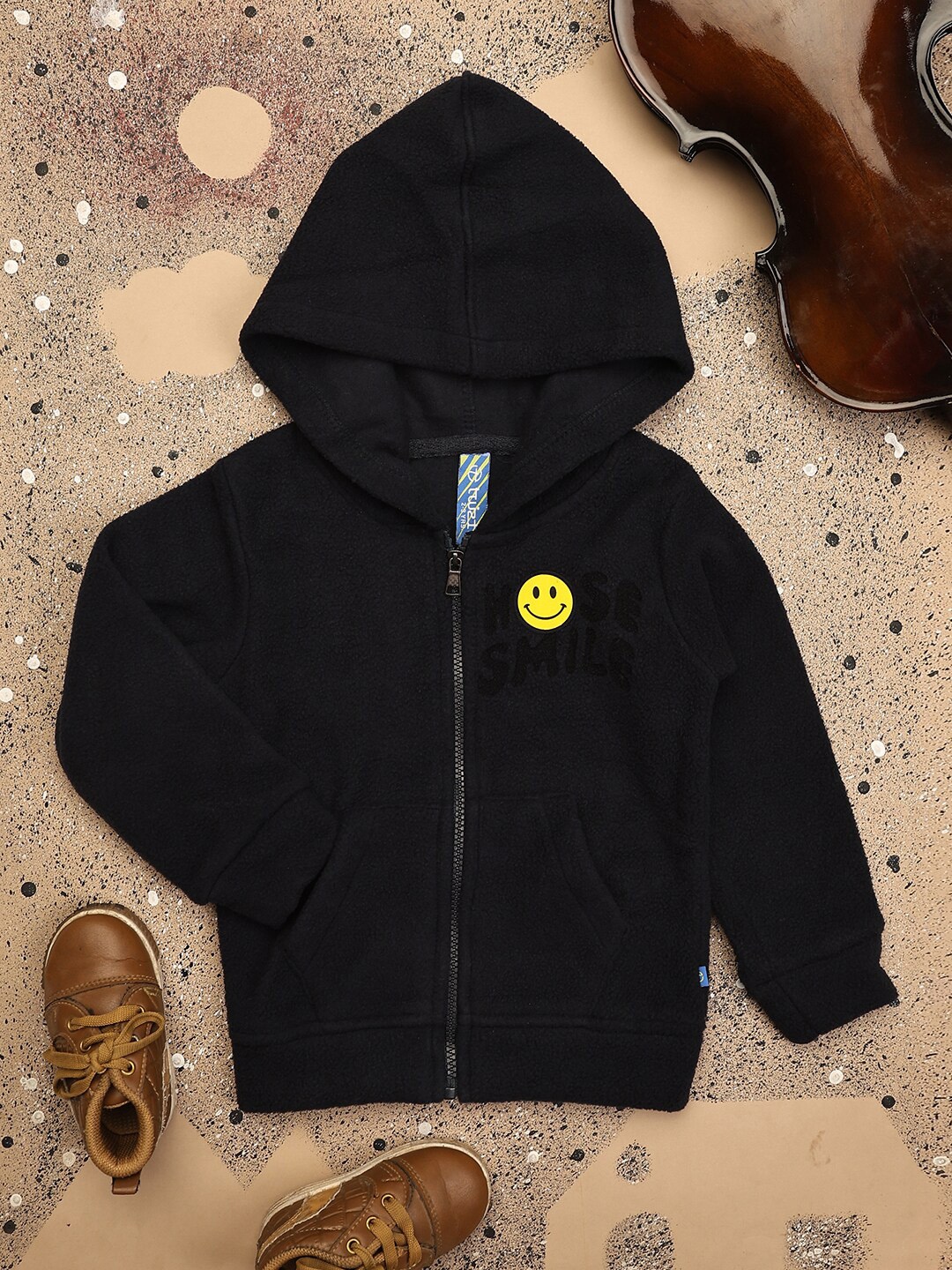 

V-Mart Boys Hooded Fleece Front-Open Sweatshirt, Navy blue