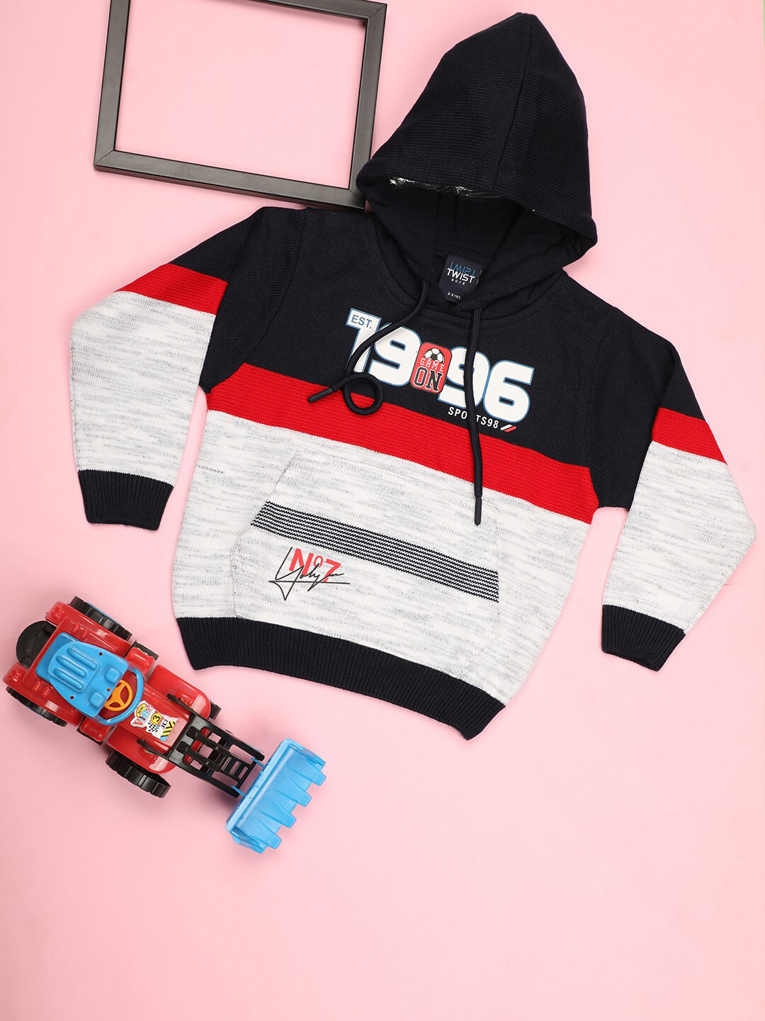 

V-Mart Boys Typography Printed Cotton Hooded Sweatshirt, Black