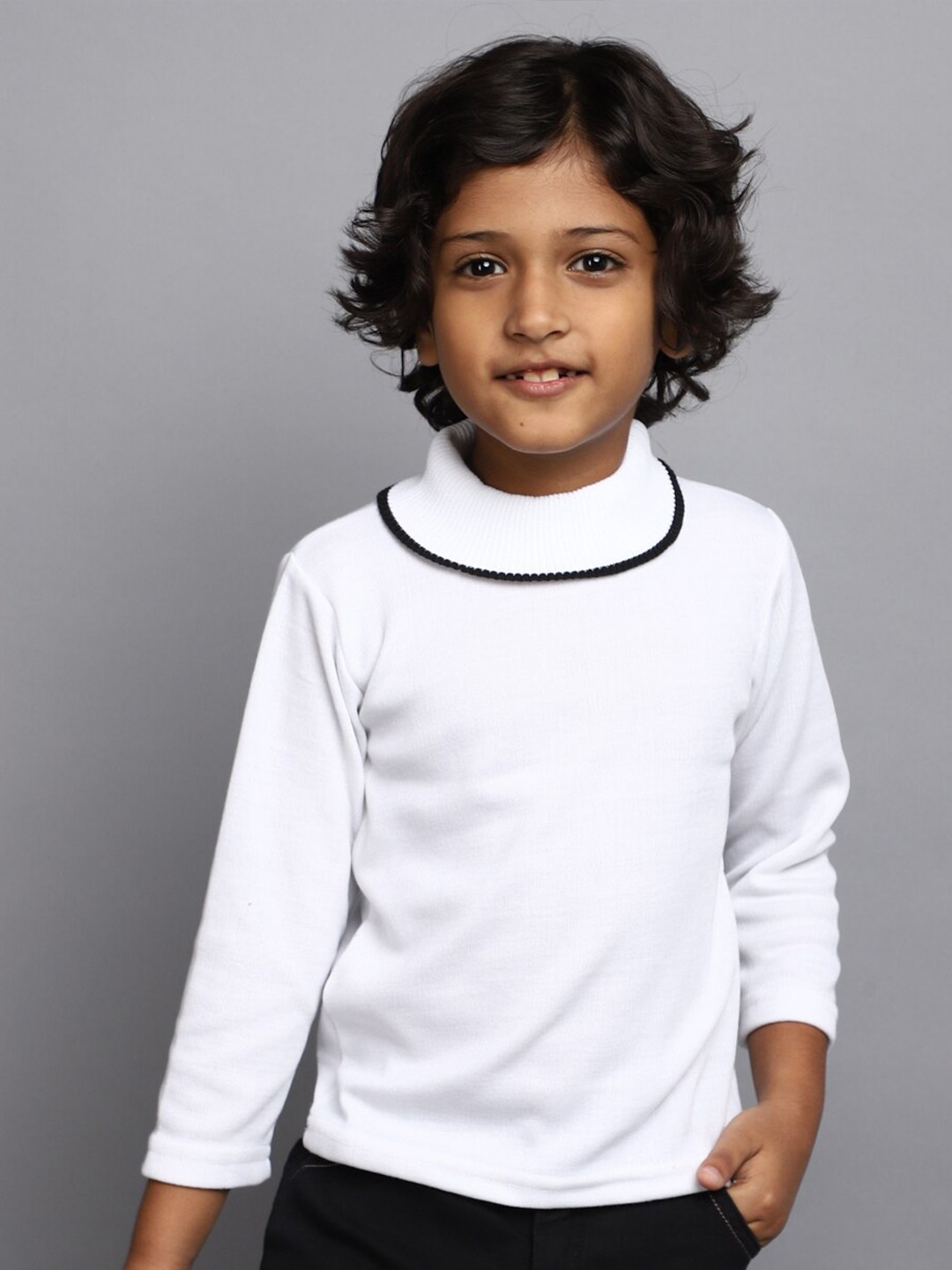 

V-Mart Boys Turtle Neck Acrylic Pullover, White