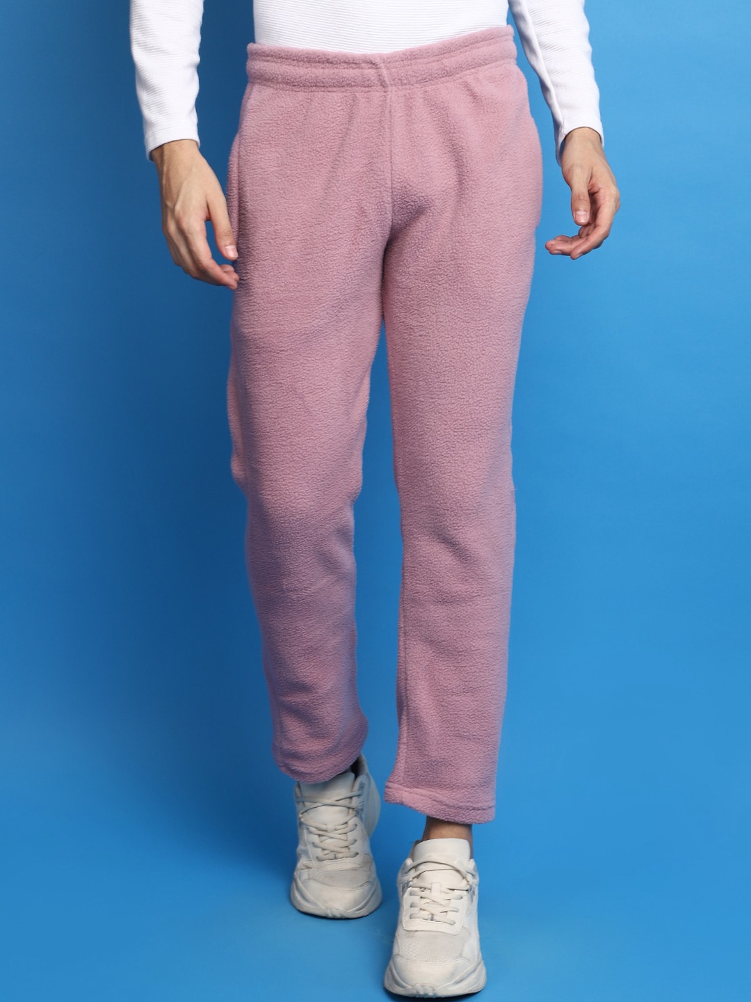 

V-Mart Men Mid-Rise Cotton Track Pants, Pink