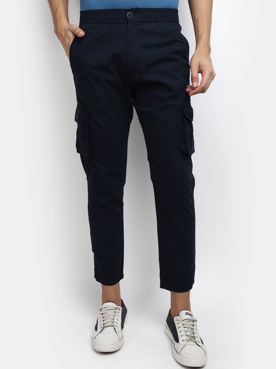 

V-Mart Men Straight Fit Cargos, Blue