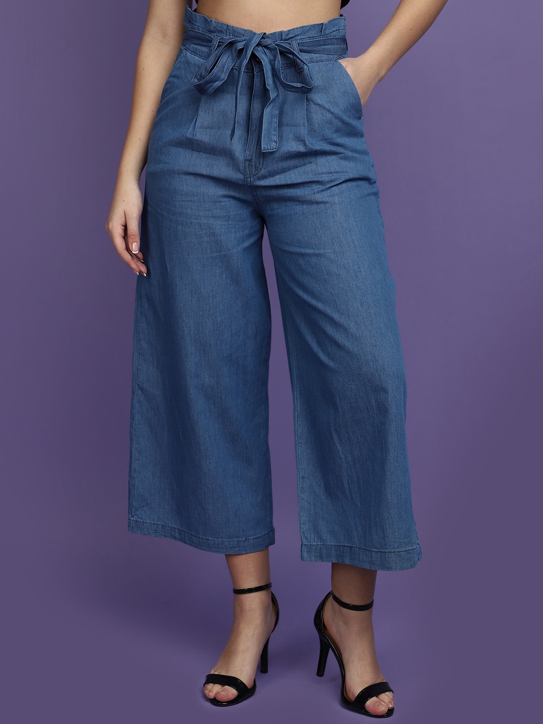 

V-Mart Women Flared Mid-Rise Cotton Jeans, Blue
