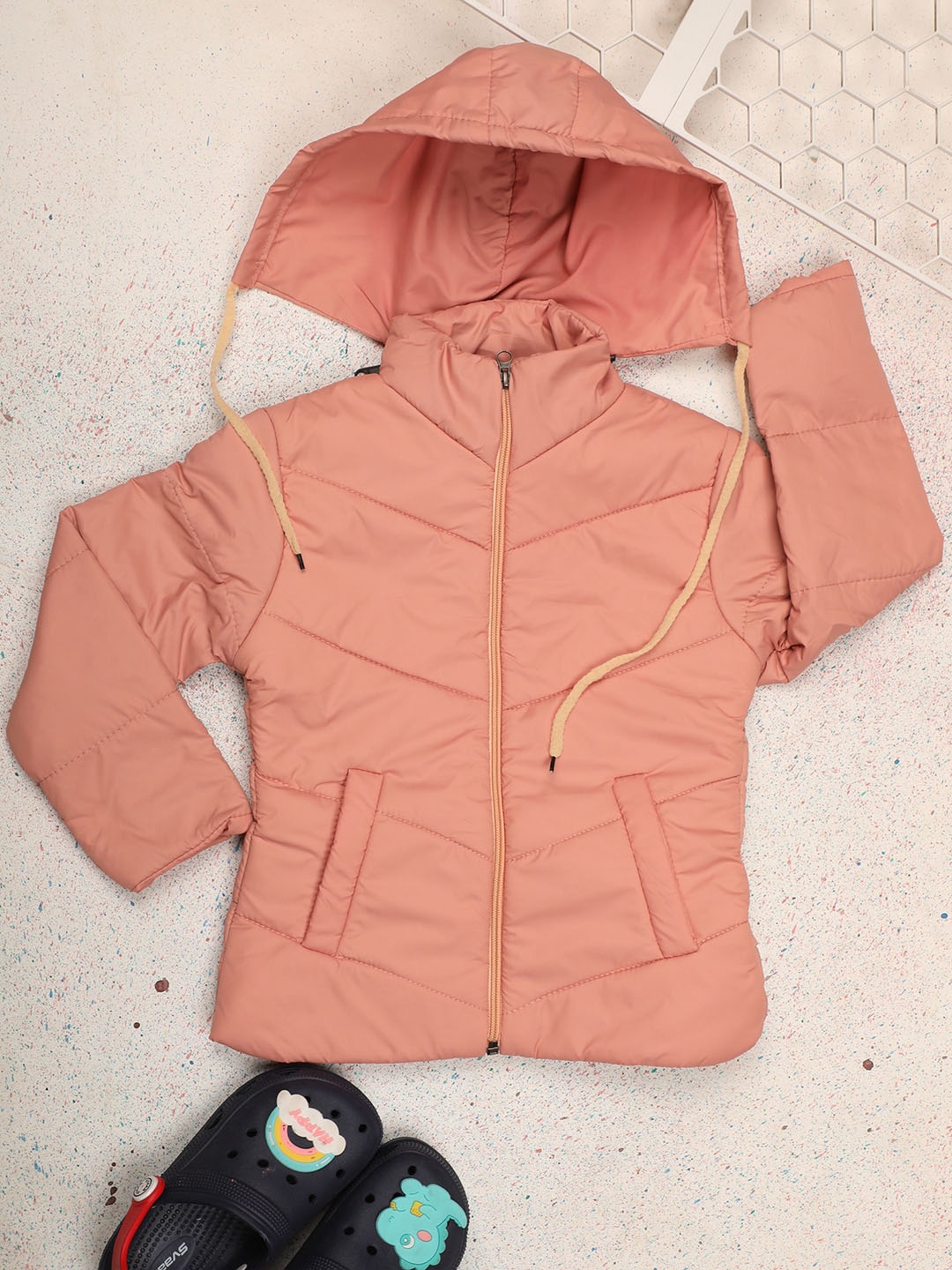 

V-Mart Girls Hooded Lightweight Padded Jacket, Pink