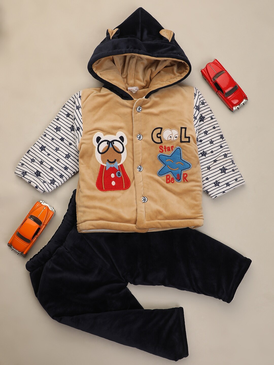 

V-Mart Infants Kids Conversational Printed Pure Cotton Sweater With Trousers, Brown