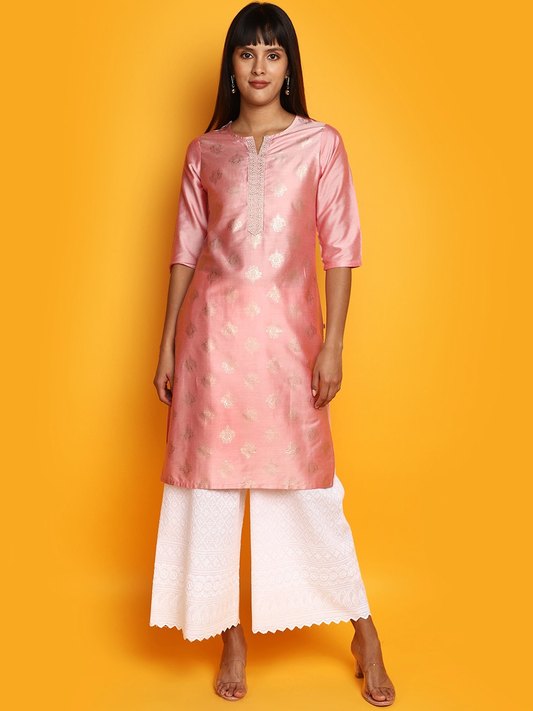 

V-Mart Ethnic Motifs Printed Straight Kurta, Pink