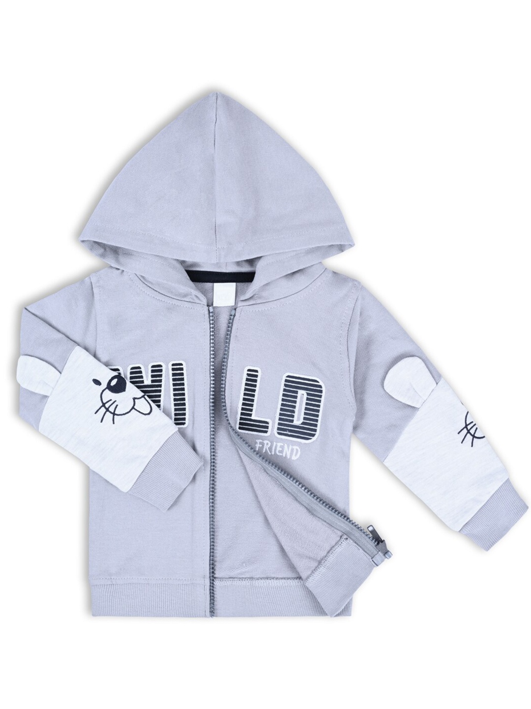 

Wish Karo Kids Graphic Printed Hooded Cotton Sweatshirt, Grey