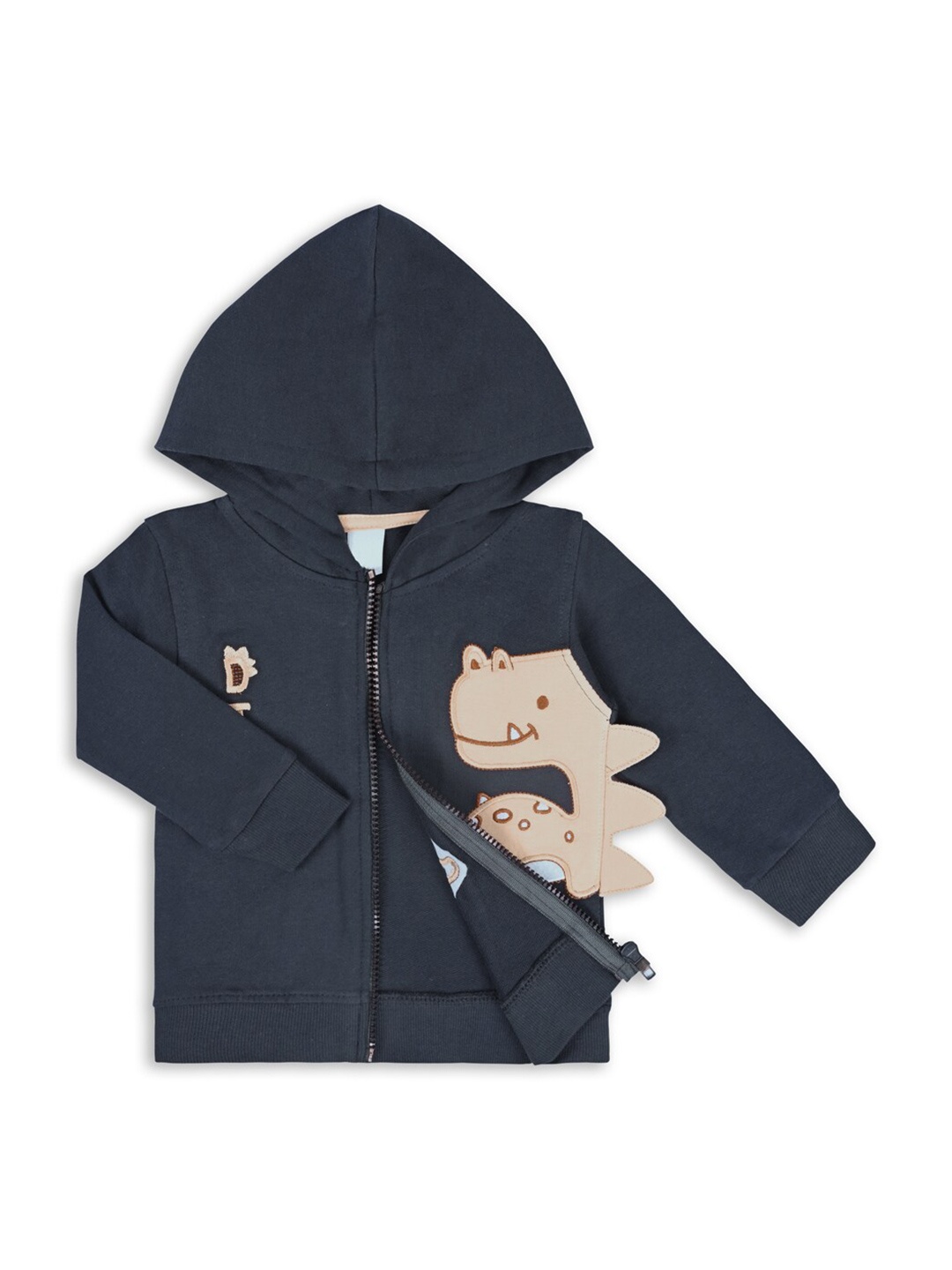 

Wish Karo Infants Applique Hooded Dri-FIT Front Open Sweatshirt, Grey