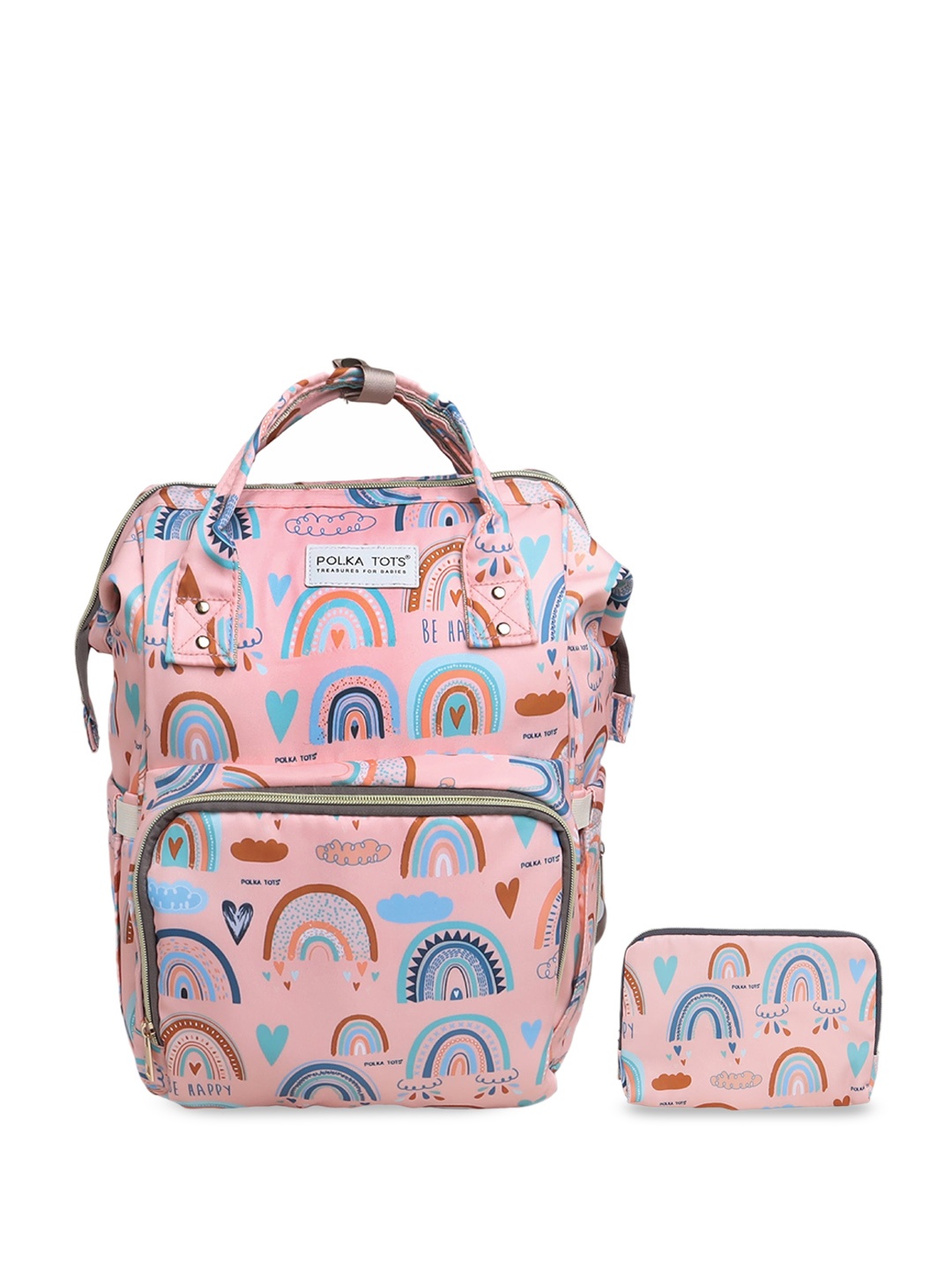 

Polka Tots Kids Conversational Printed Premium Lightweight Diaper Bag, Pink
