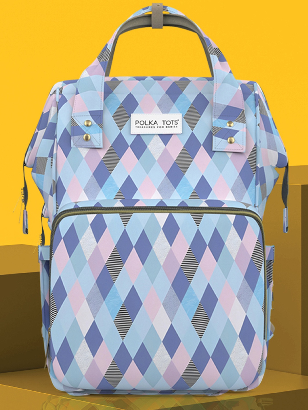 

Polka Tots Kids Printed Diaper Bag, Blue