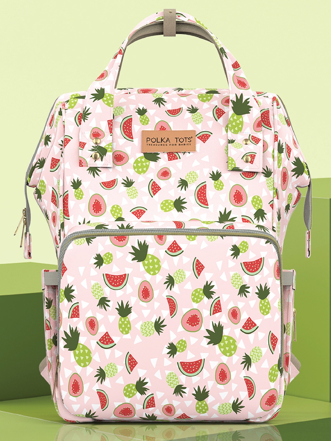 

Polka Tots Kids Floral Printed Diaper Bag, Pink
