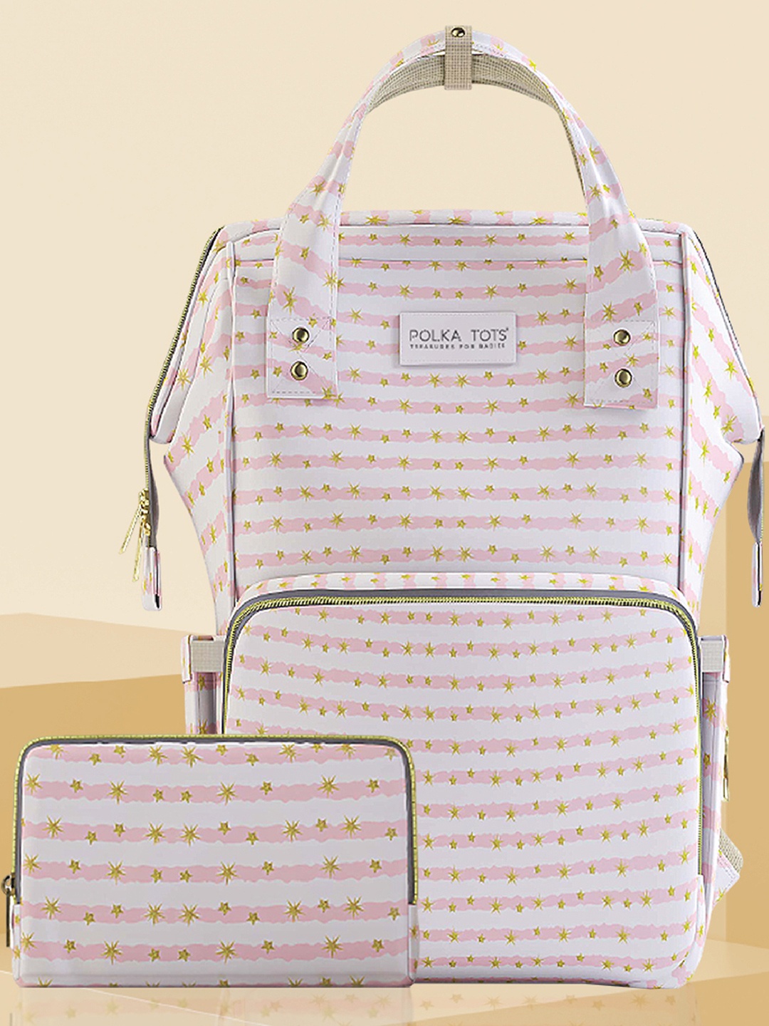 

Polka Tots Kids Printed Diaper Bag, Pink