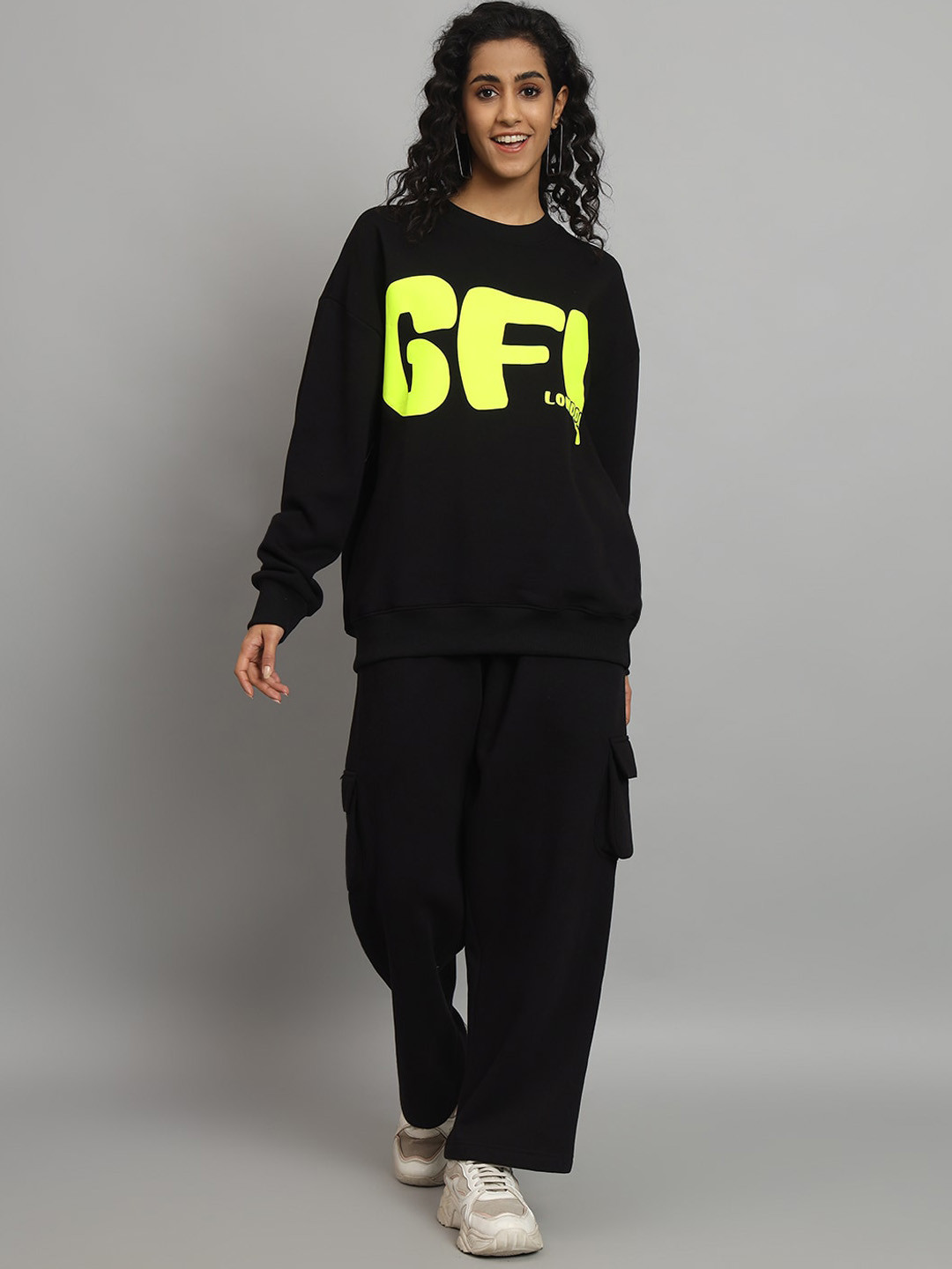 

GRIFFEL Printed Sweatshirt & Track Pants Tracksuit, Black