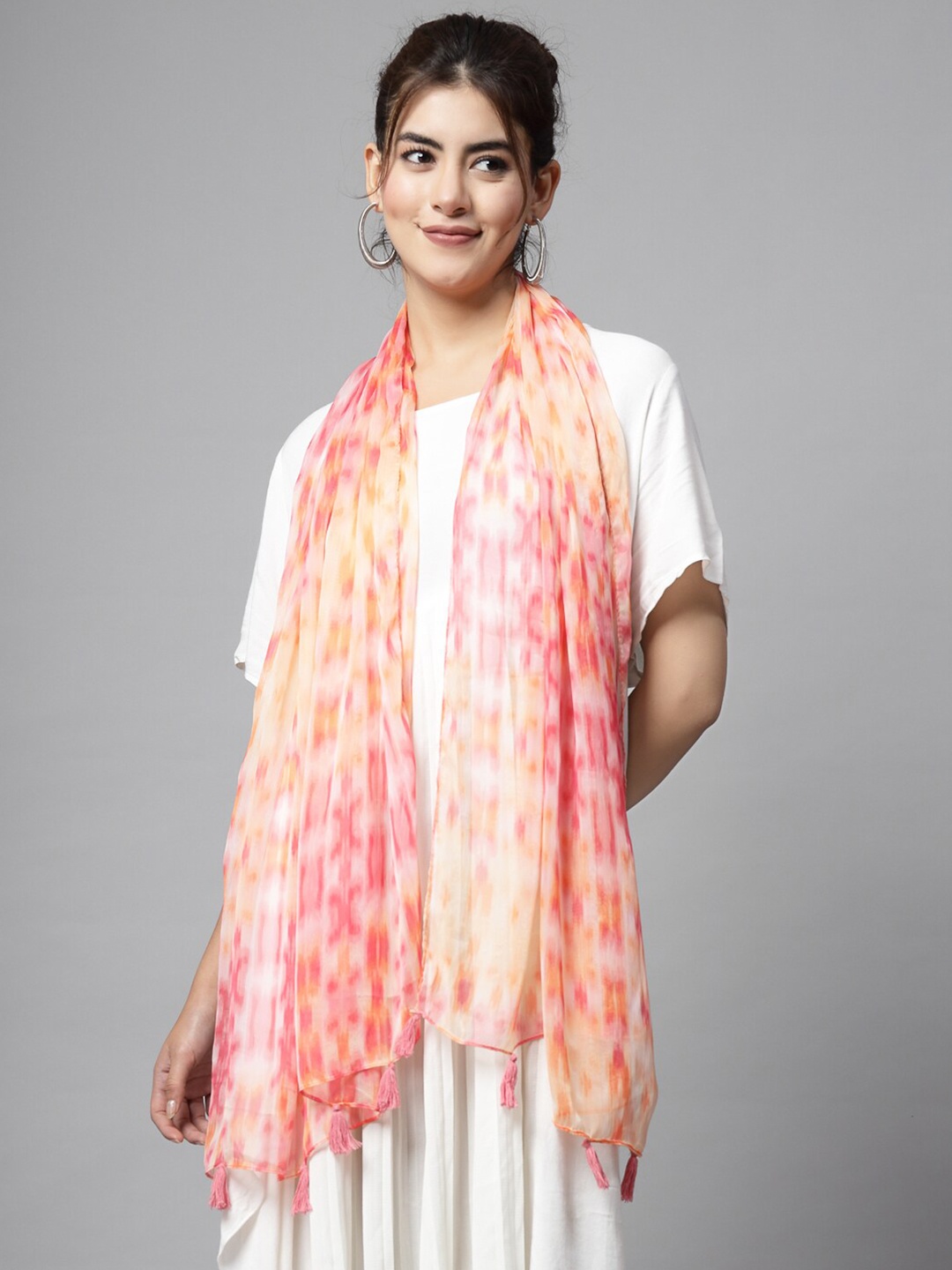 

J Style Abstract Printed Stole, Orange