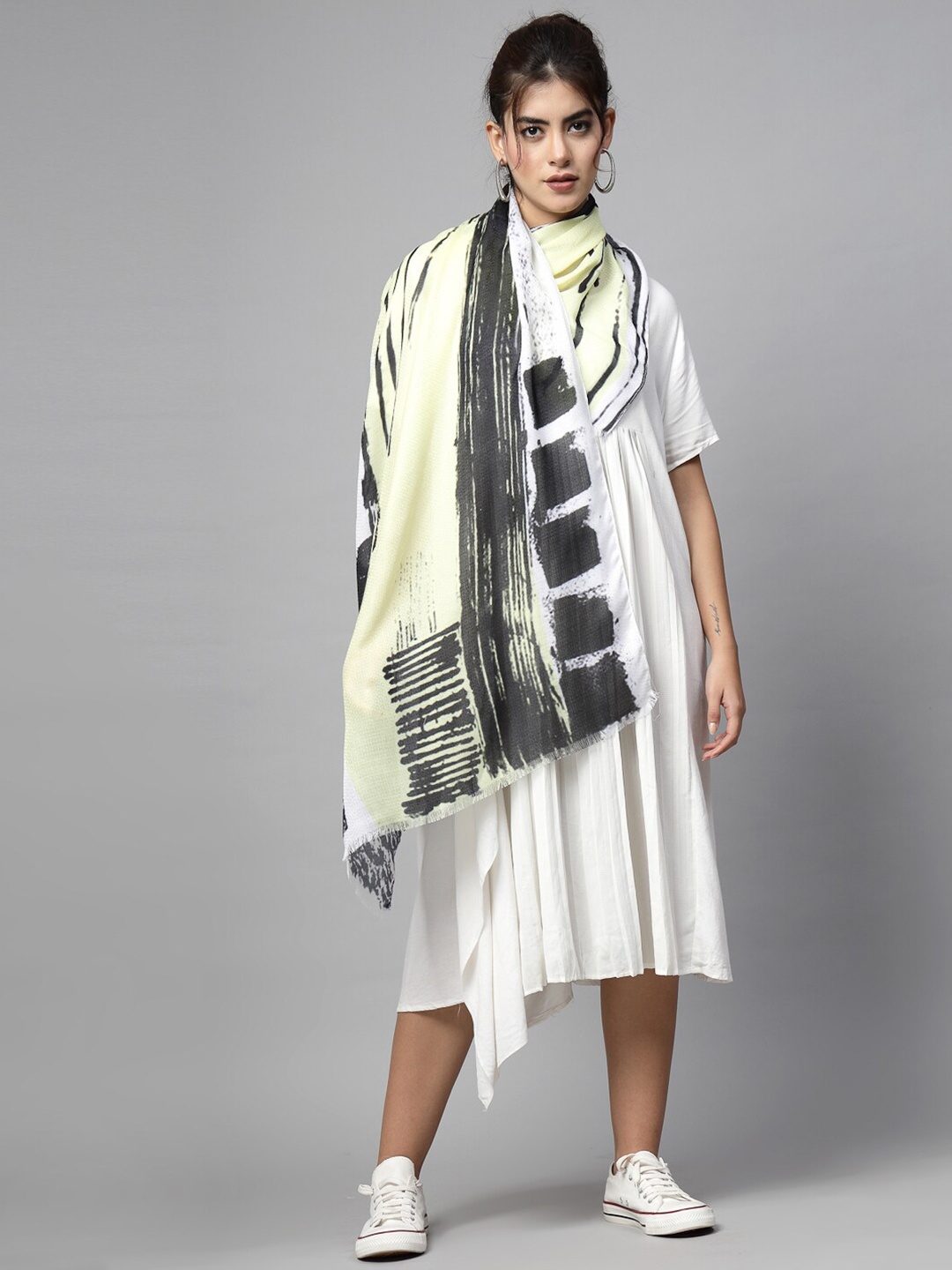 

J Style Abstract Printed Stole, Green