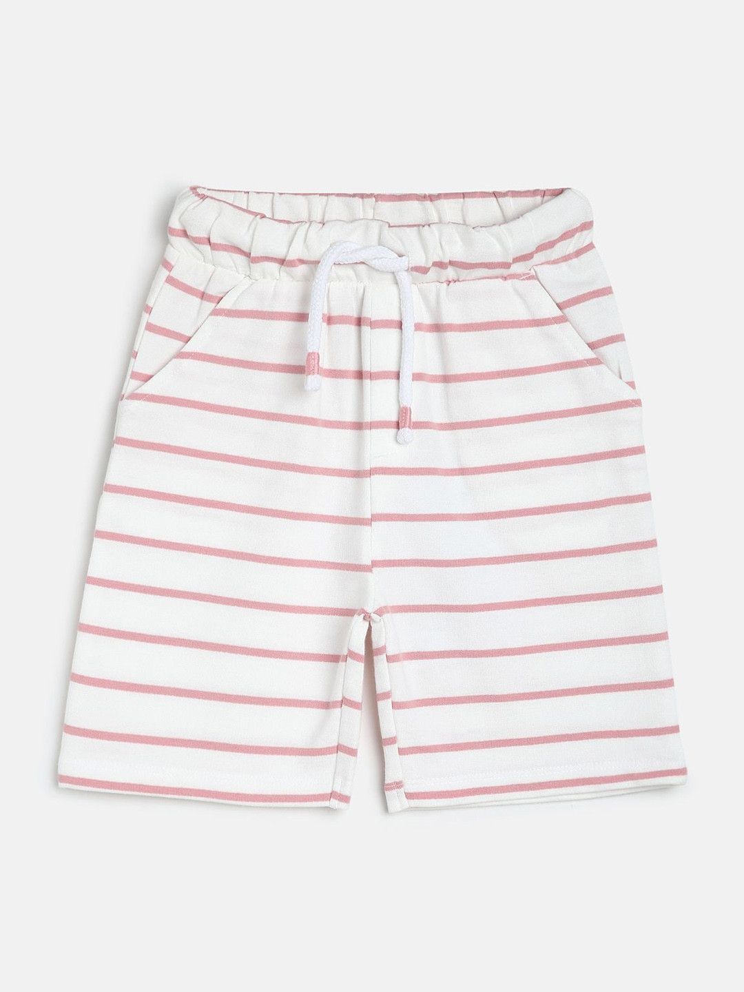 

MINI KLUB Boys Striped Pure Cotton Shorts, White