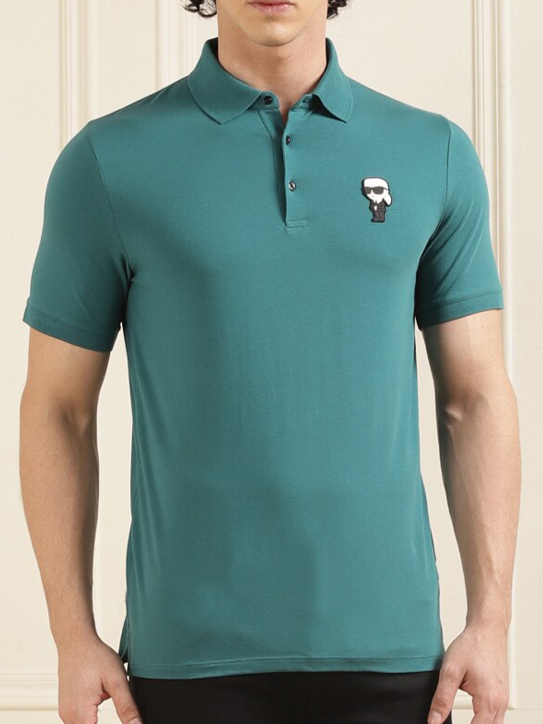 

Karl Lagerfeld Polo Collar Cotton T-shirt, Green