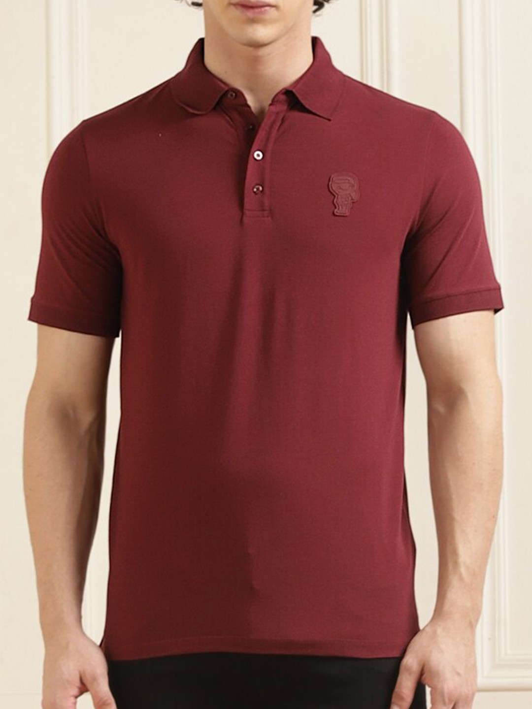

Karl Lagerfeld Polo Collar Cotton T-shirt, Maroon